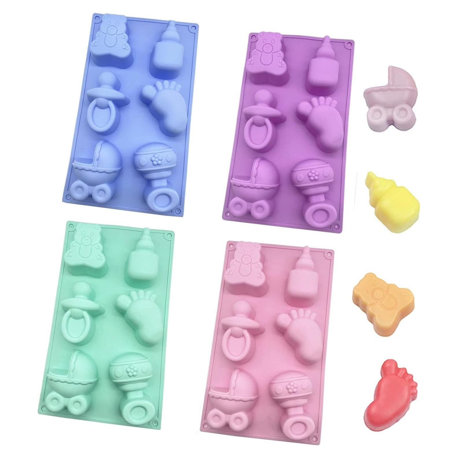 Molde de Silicona 4 Pcs DD-life para Baby Shower - Osito, Chupete, Pies