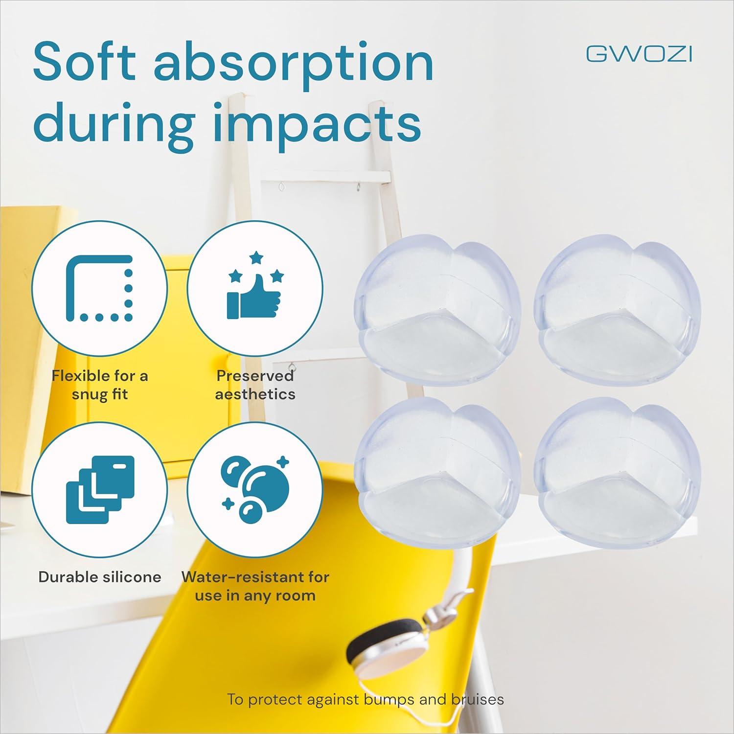 Protectores de Esquinas de Silicona GWOZI - 16 Pcs Transparentes