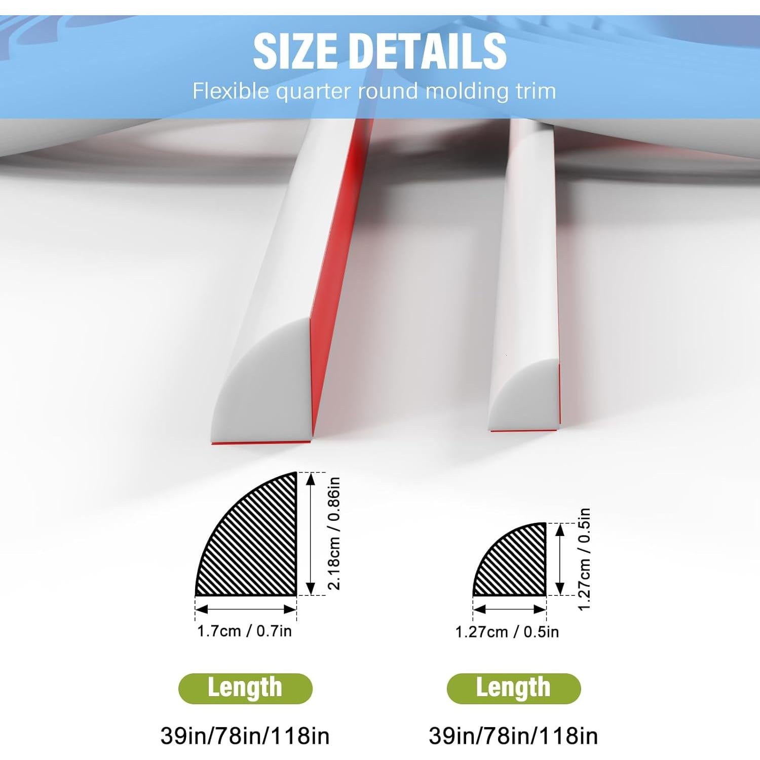 Moldura Flexible Cuarto Redondo HJMJY 99 cm Autoadhesiva