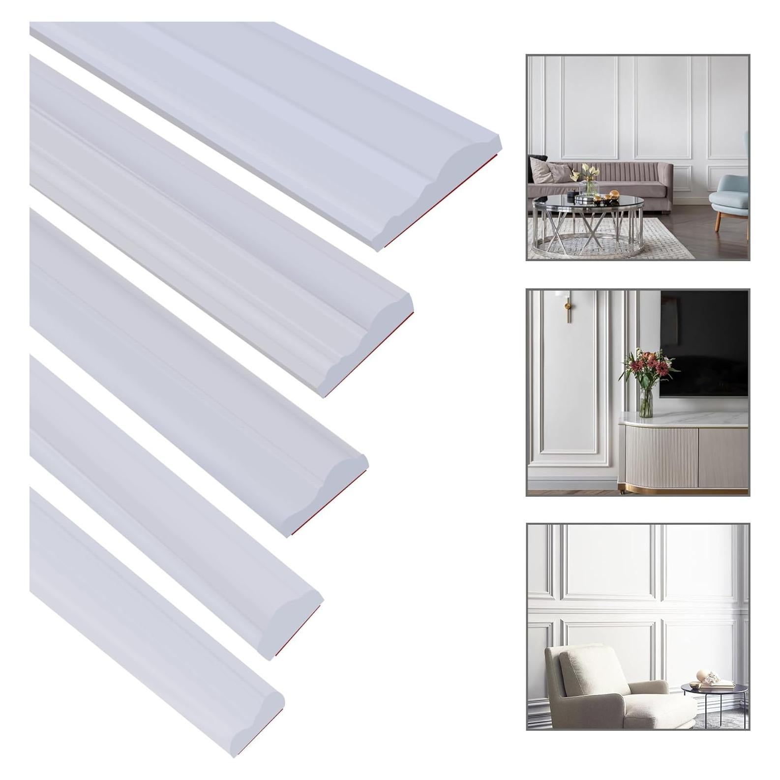 Moldura Autoadhesiva TPE Lunghaa 2.99 m x 3.2 cm Blanca