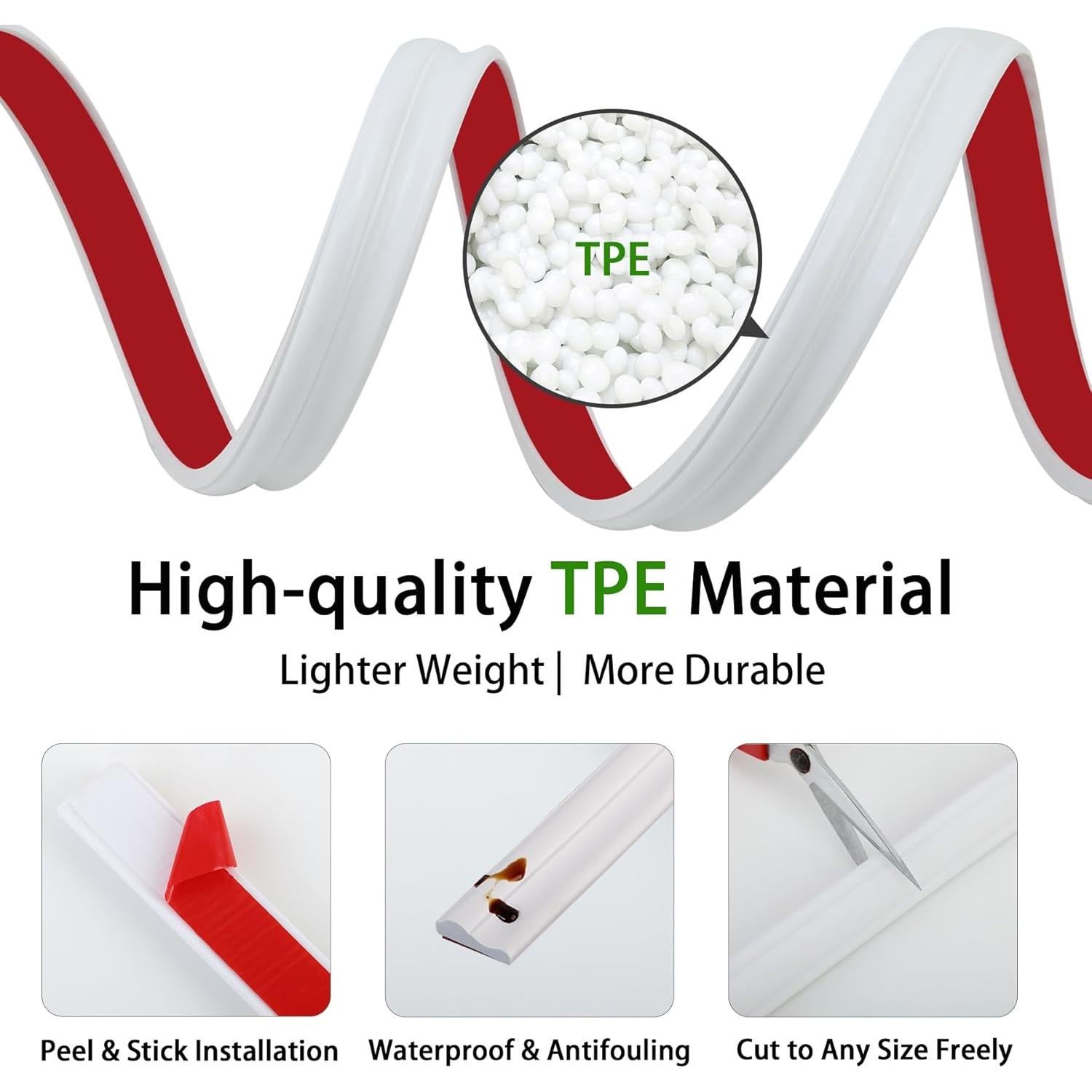 Moldura Autoadhesiva TPE Lunghaa 2.99 m x 3.2 cm Blanca