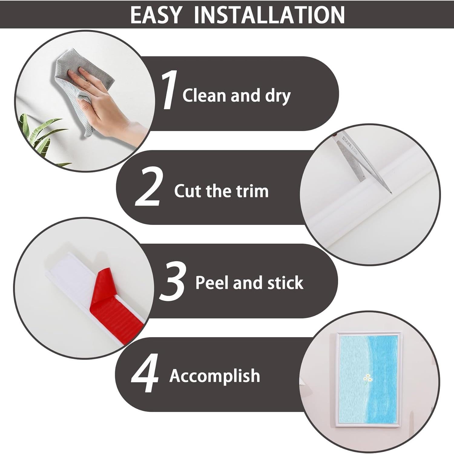 Moldura Autoadhesiva TPE Lunghaa 2.99 m x 3.2 cm Blanca