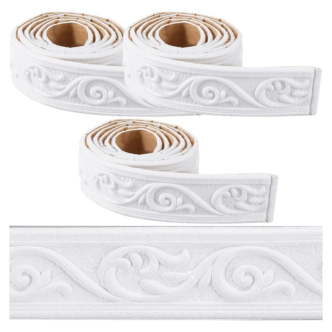 Moldura de Corona Autoadhesiva CRASPIRE 3 Rollos 3D Blanca