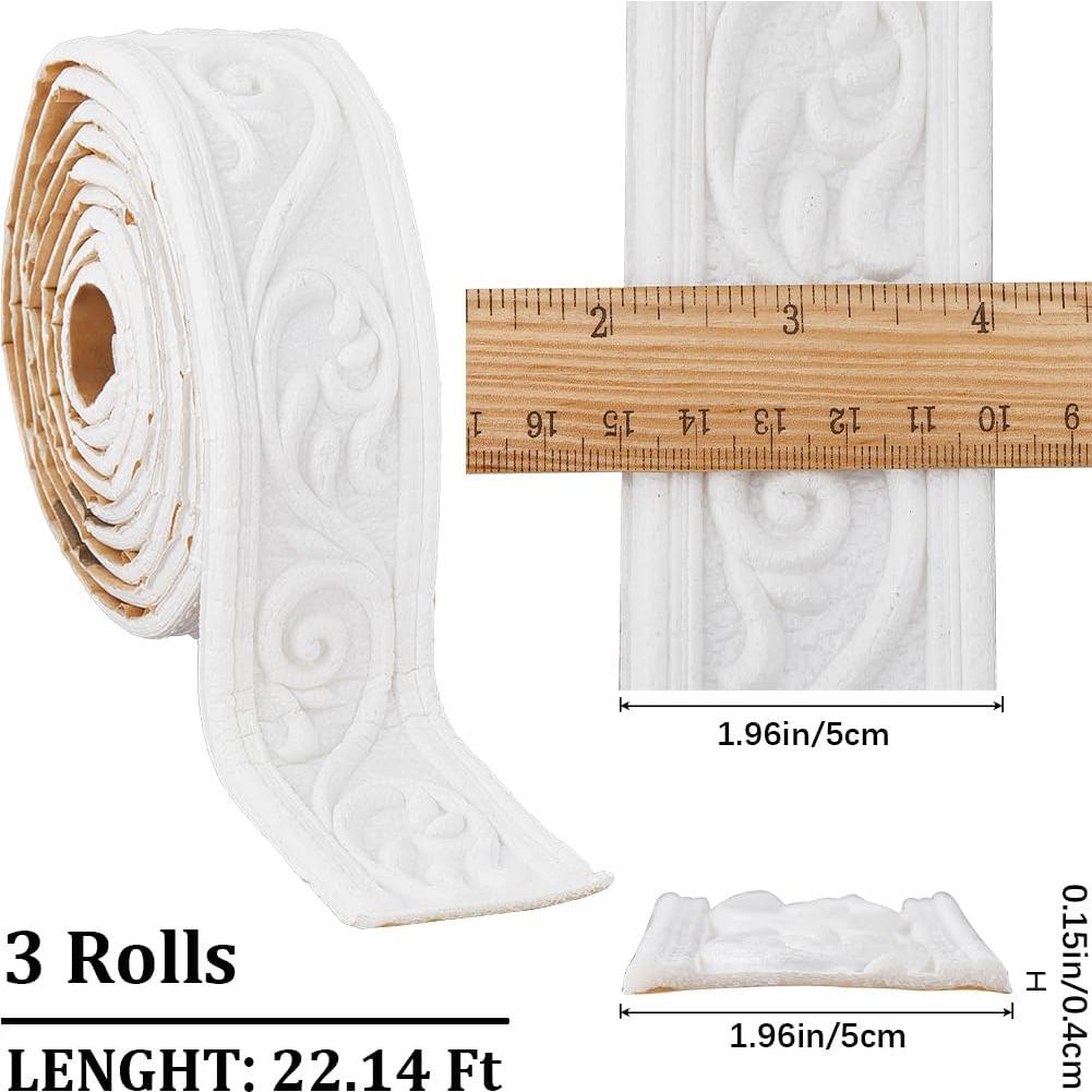 Moldura de Corona Autoadhesiva CRASPIRE 3 Rollos 3D Blanca