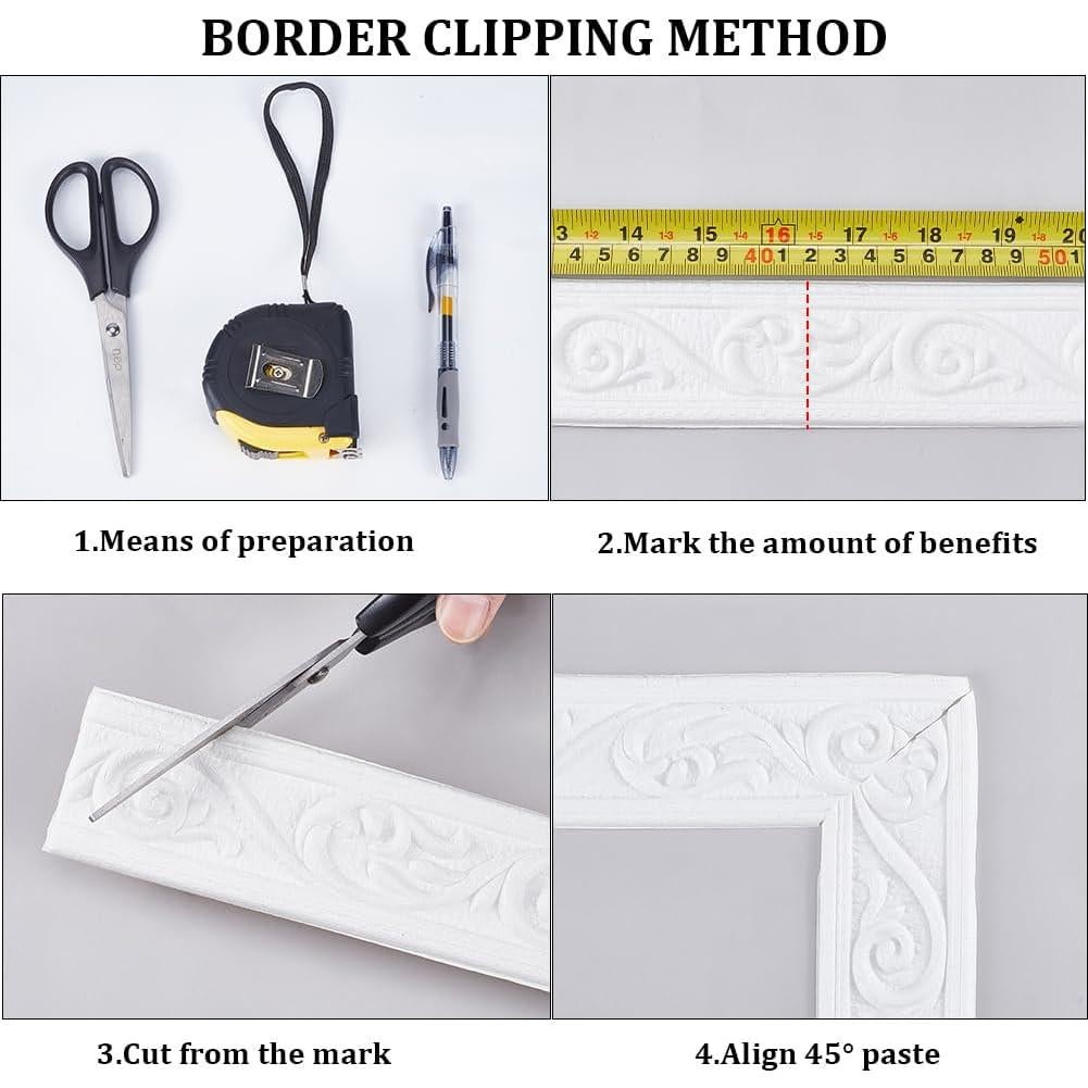 Moldura de Corona Autoadhesiva CRASPIRE 3 Rollos 3D Blanca