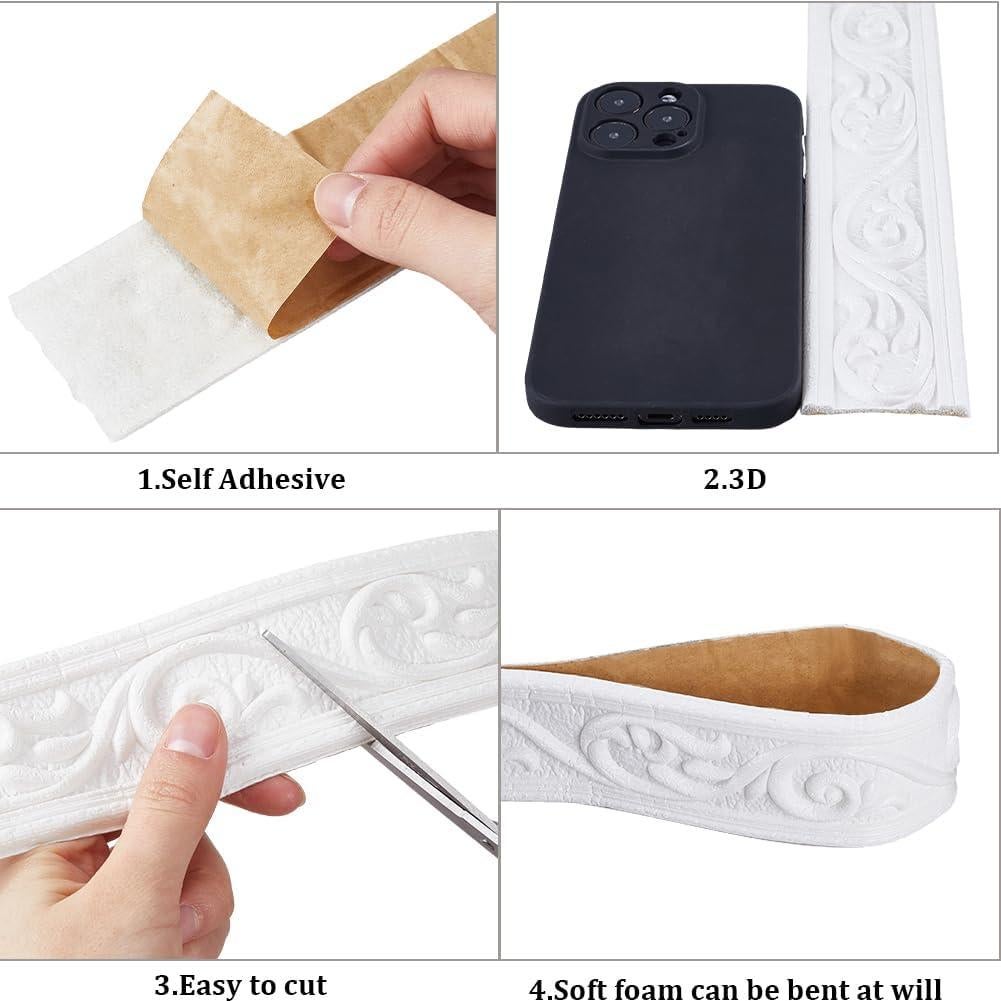 Moldura de Corona Autoadhesiva CRASPIRE 3 Rollos 3D Blanca