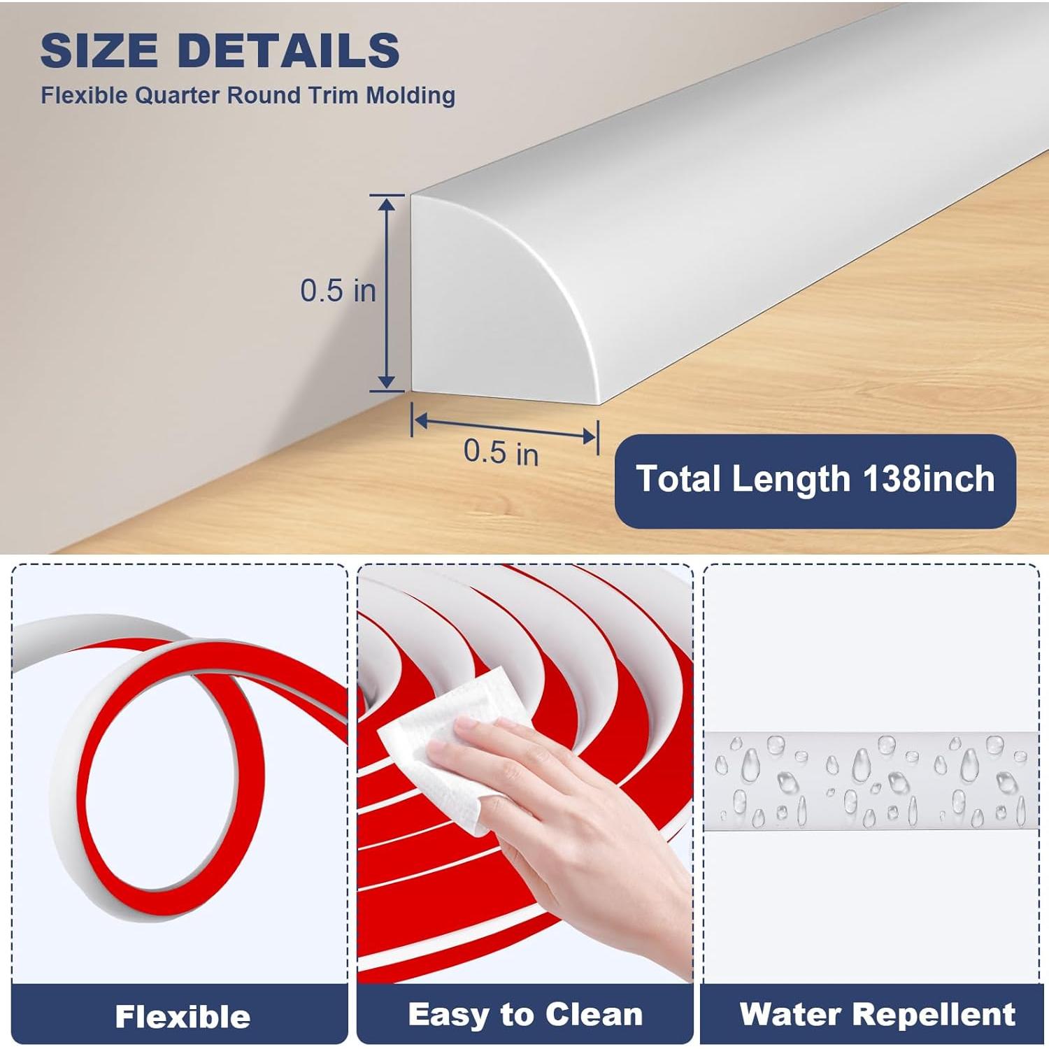 Moldura Flexible de Cuarto Redondo Storystore 1.27x350.52cm Caucho