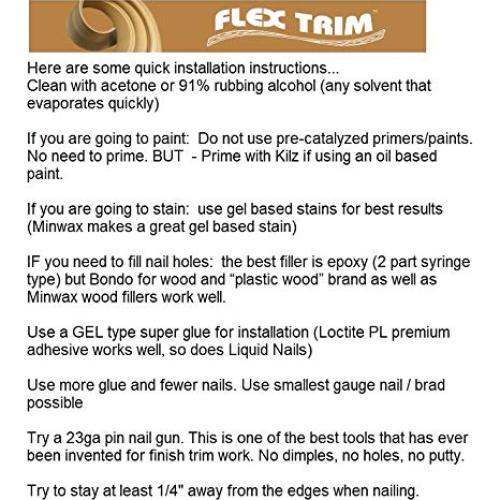 Moldaje Flexible FLEXTRIM #445 2.44m 17.46mm Grosor x 82.55mm Ancho