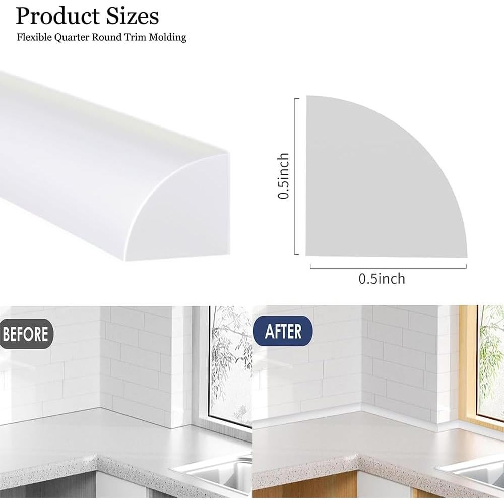 Moldura Cuarterona Flexible mvuenleyog 198 cm Caucho Blanco