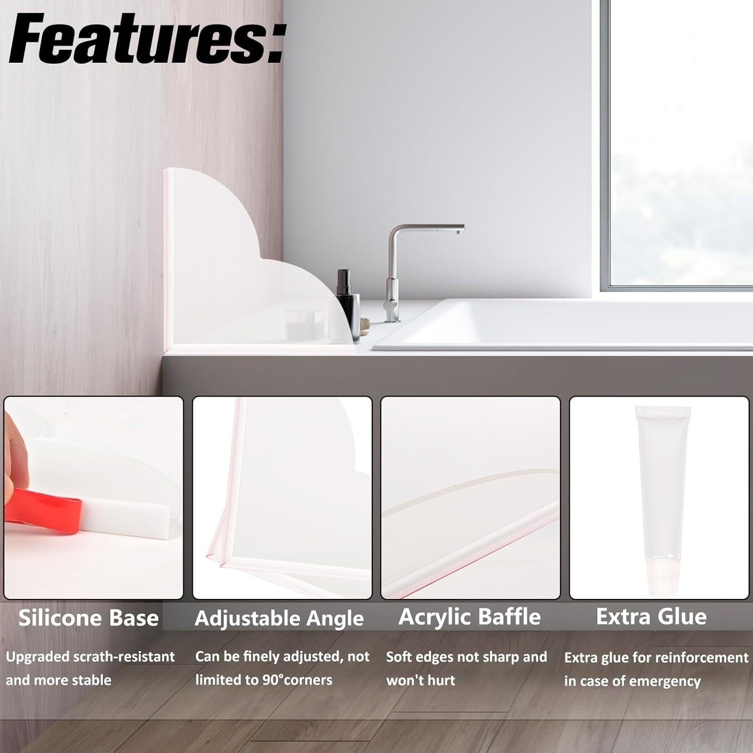 Protector de Salpicaduras para Ducha ChezMax - 2 Pcs Acrílico