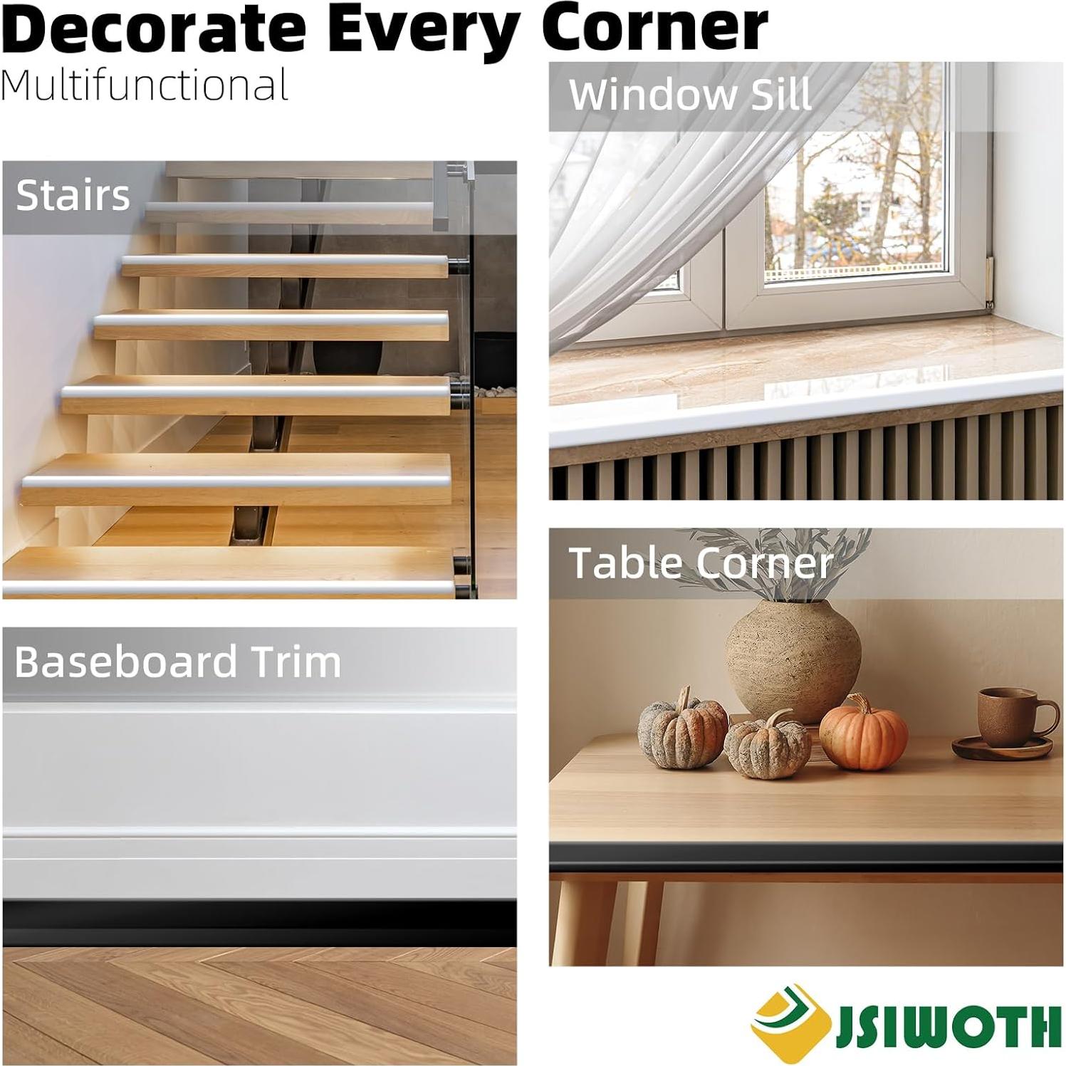 Moldura Autoadhesiva Flexible JSIWOTH 3.05m 2.0cm Blanca