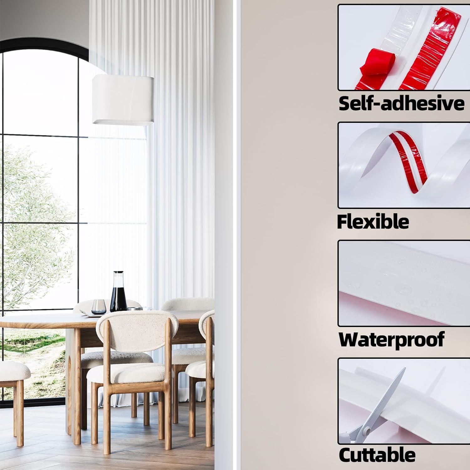 Moldura Autoadhesiva Flexible JSIWOTH 3.05m 2.0cm Blanca