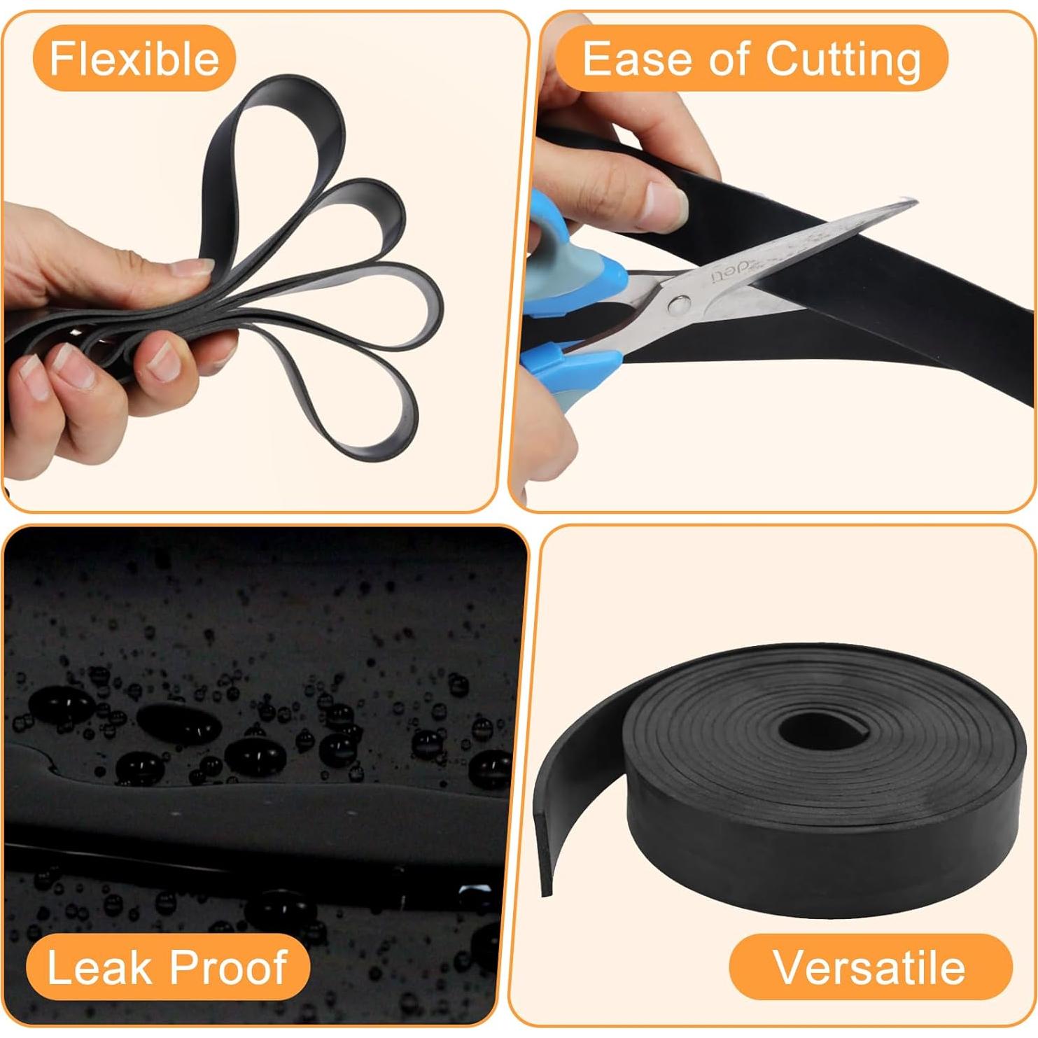 Tira de goma neopreno VUAOHIY 3.05m x 2.54cm - Antideslizante