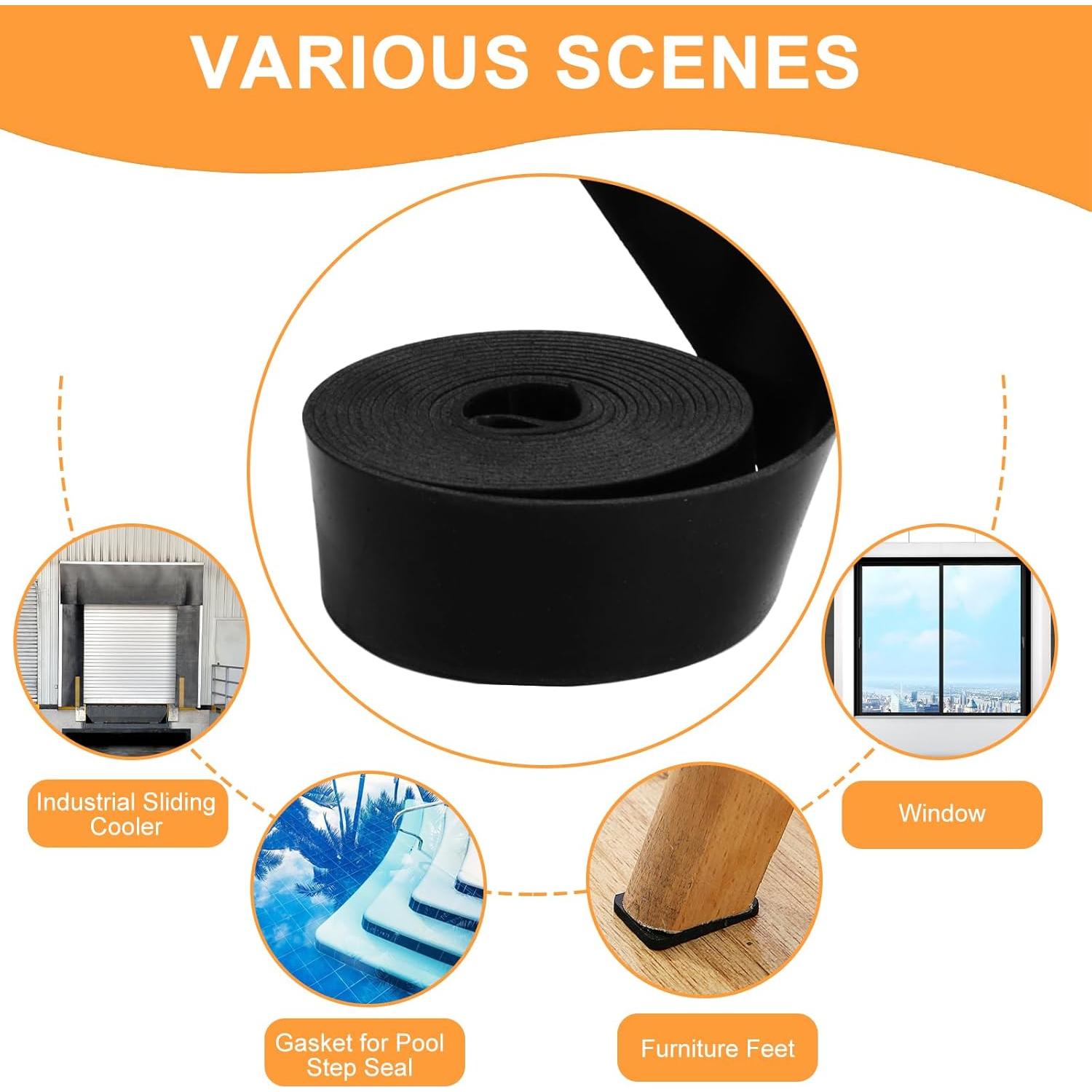 Tira de goma neopreno VUAOHIY 3.05m x 2.54cm - Antideslizante