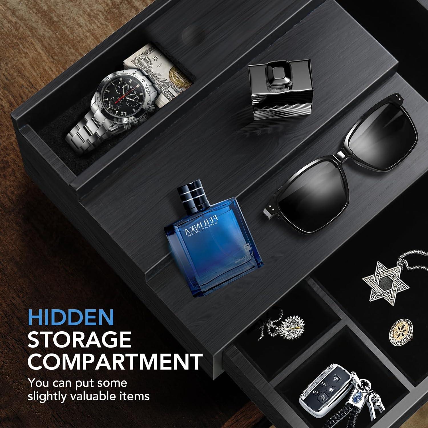 Organizador de Perfumes Zecela de 3 Niveles en Madera Negra