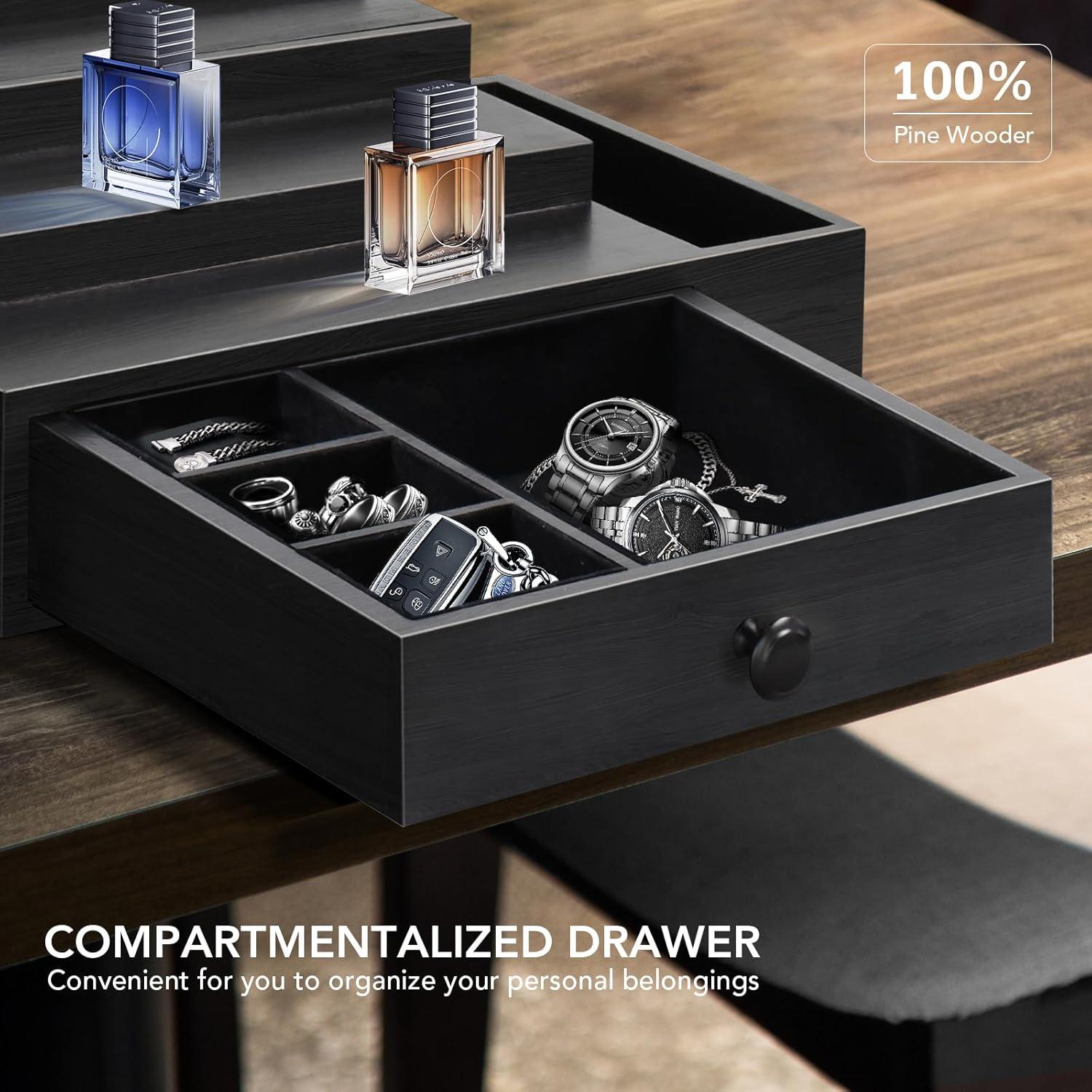 Organizador de Perfumes Zecela de 3 Niveles en Madera Negra