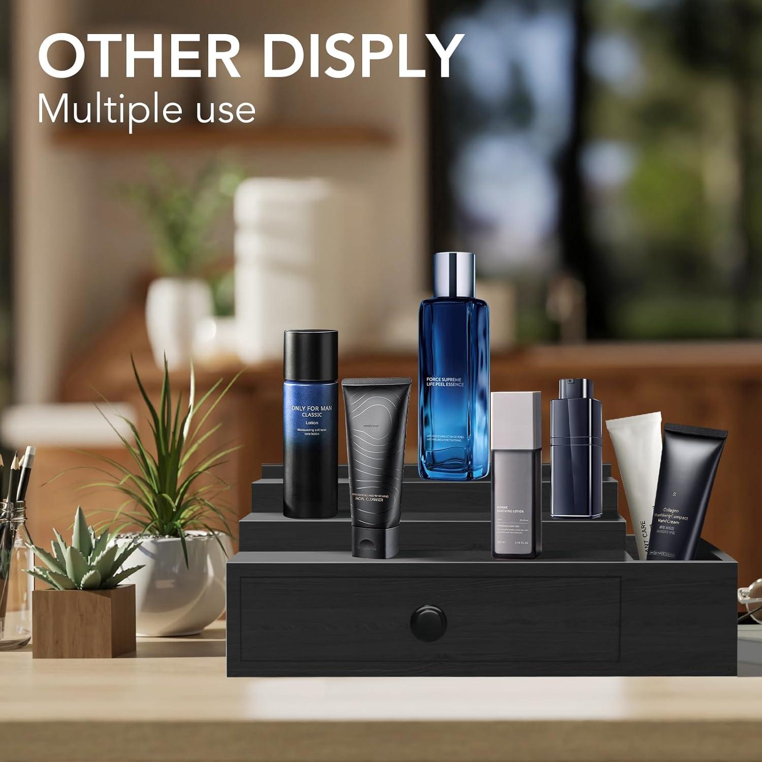 Organizador de Perfumes Zecela de 3 Niveles en Madera Negra