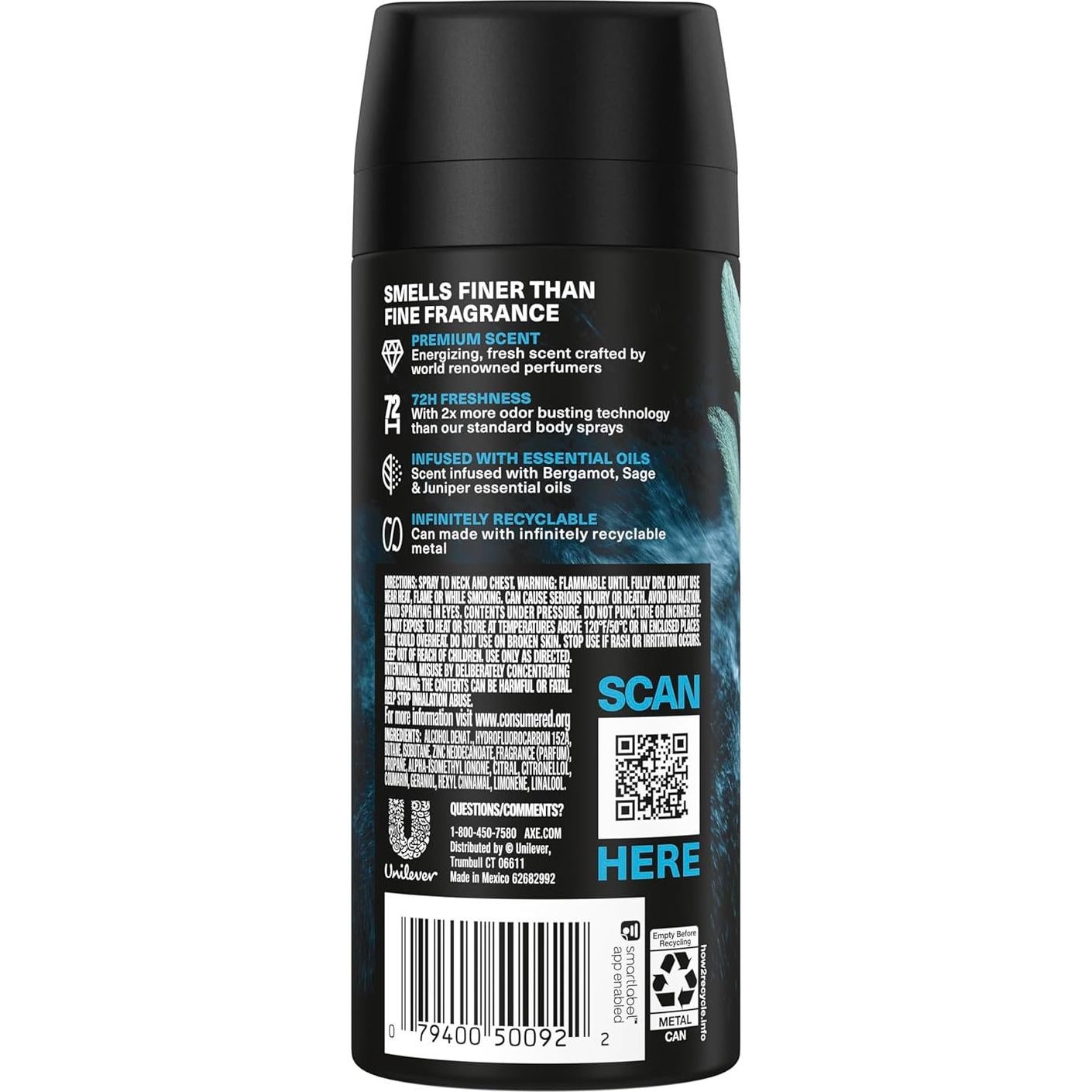 Desodorante Spray Corporal AXE Aqua Bergamota 113g - 72H Frescura