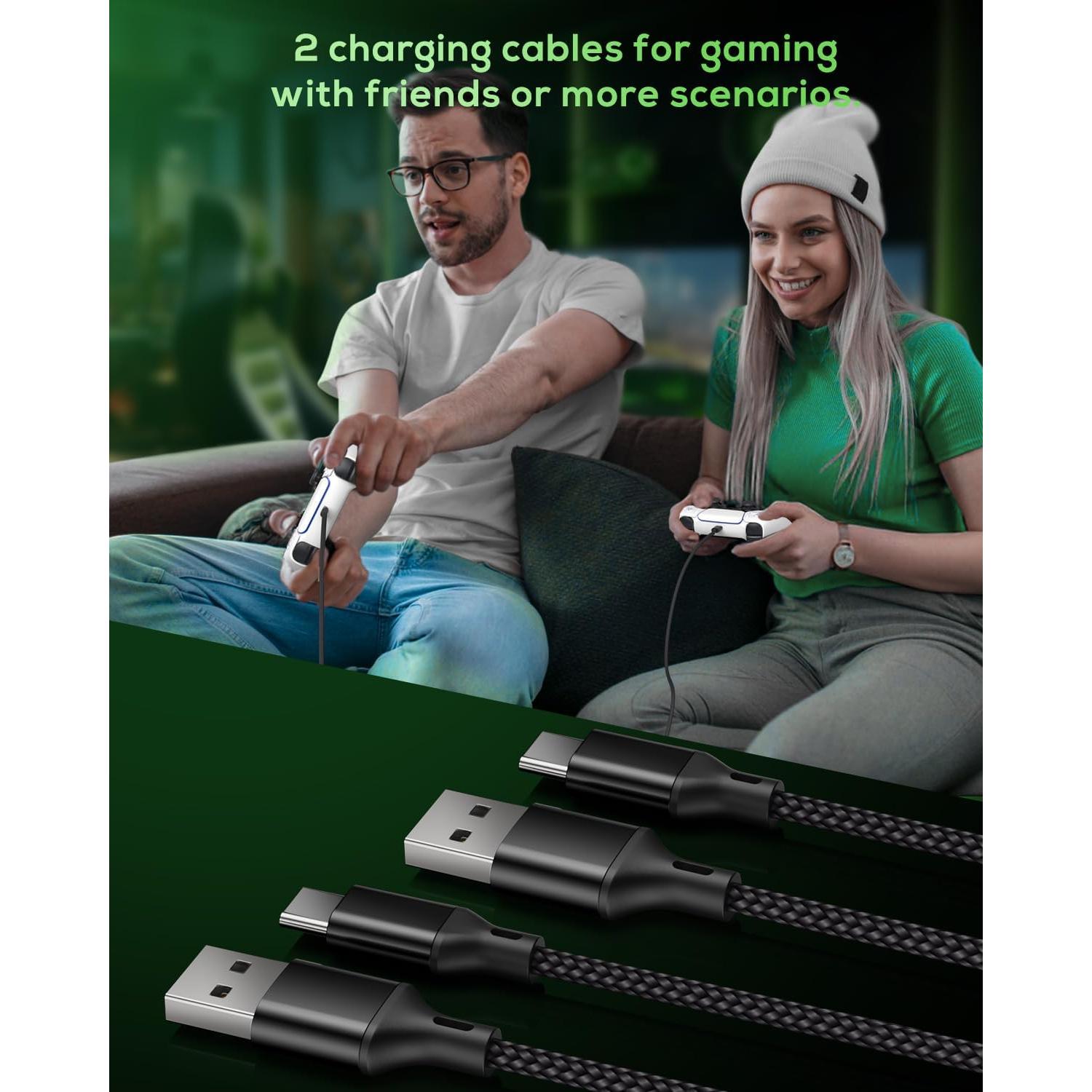 Cargador MENEEA USB C 3m para PS5/Xbox/Switch - Negro