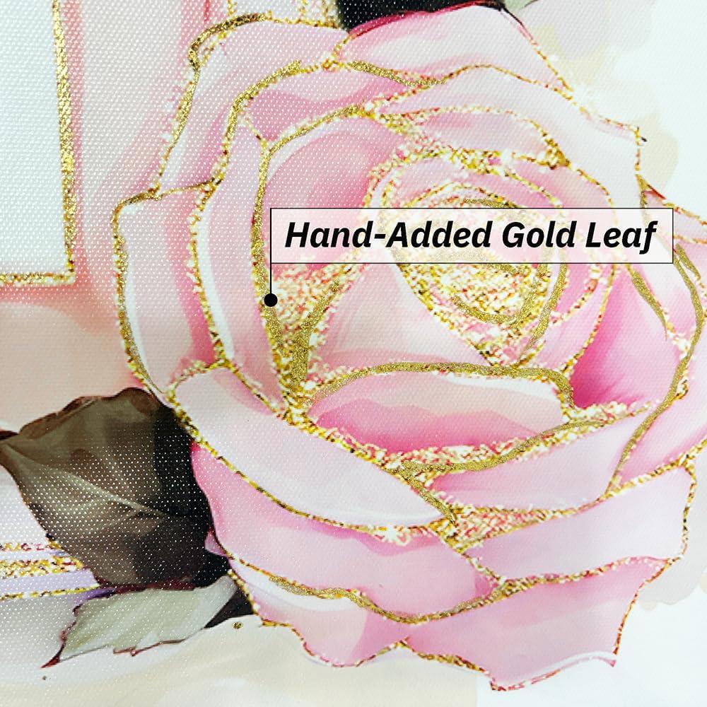 Arte de pared de lienzo Chanel 50.8x50.8 cm floral rosa