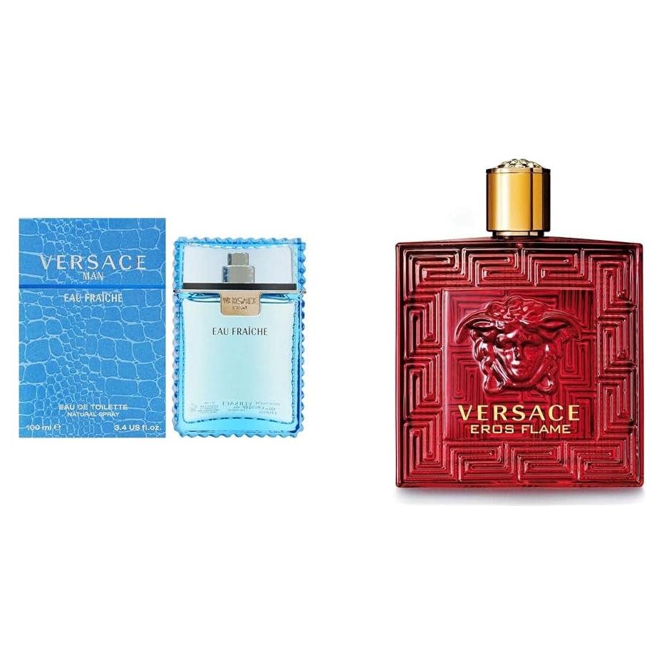 Paquete Fragancias Hombres Versace Man Eau Fraiche 100ml + Eros Flame 50ml