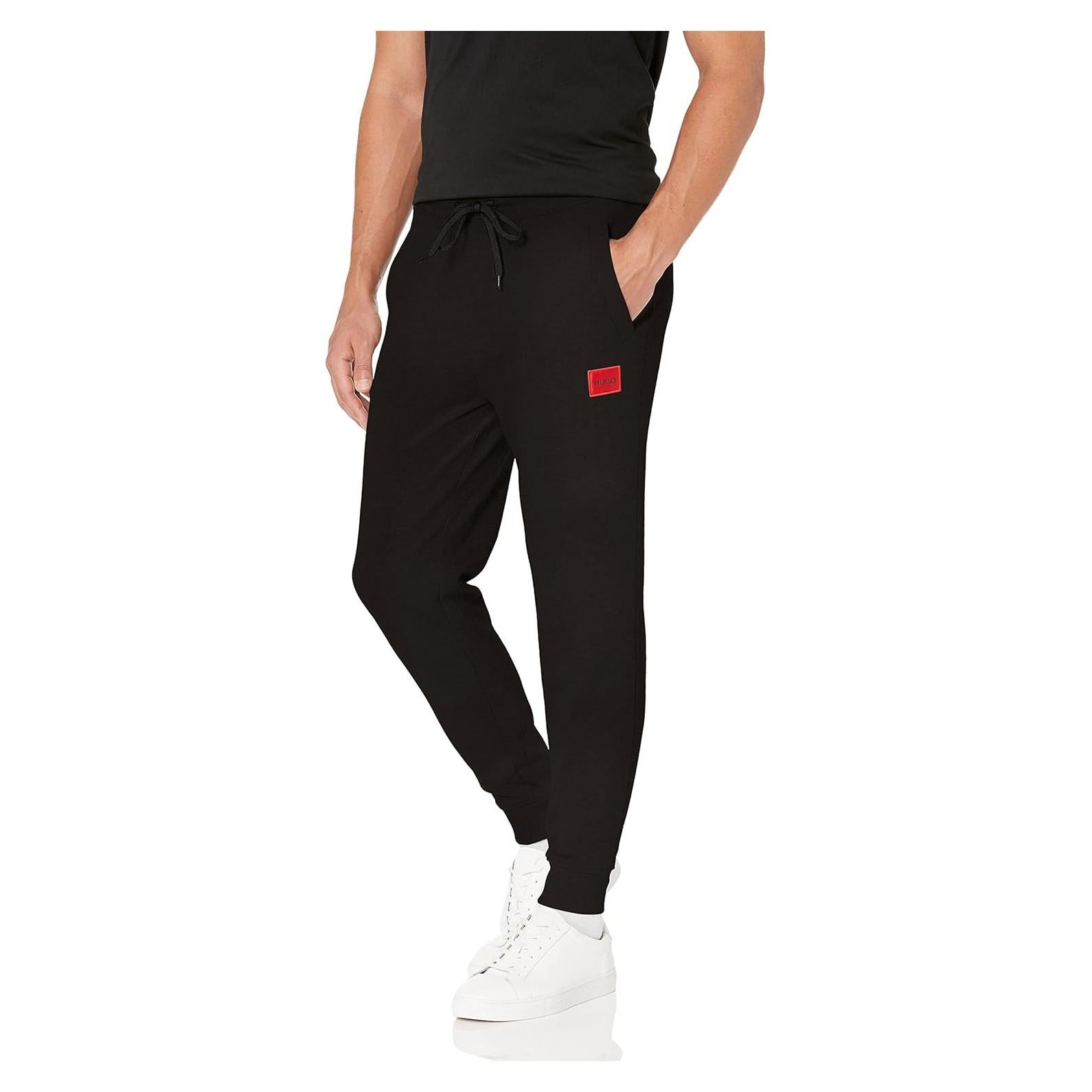 Pantalones Jogger HUGO Jersey Ajustables Hombre Negro Mediano