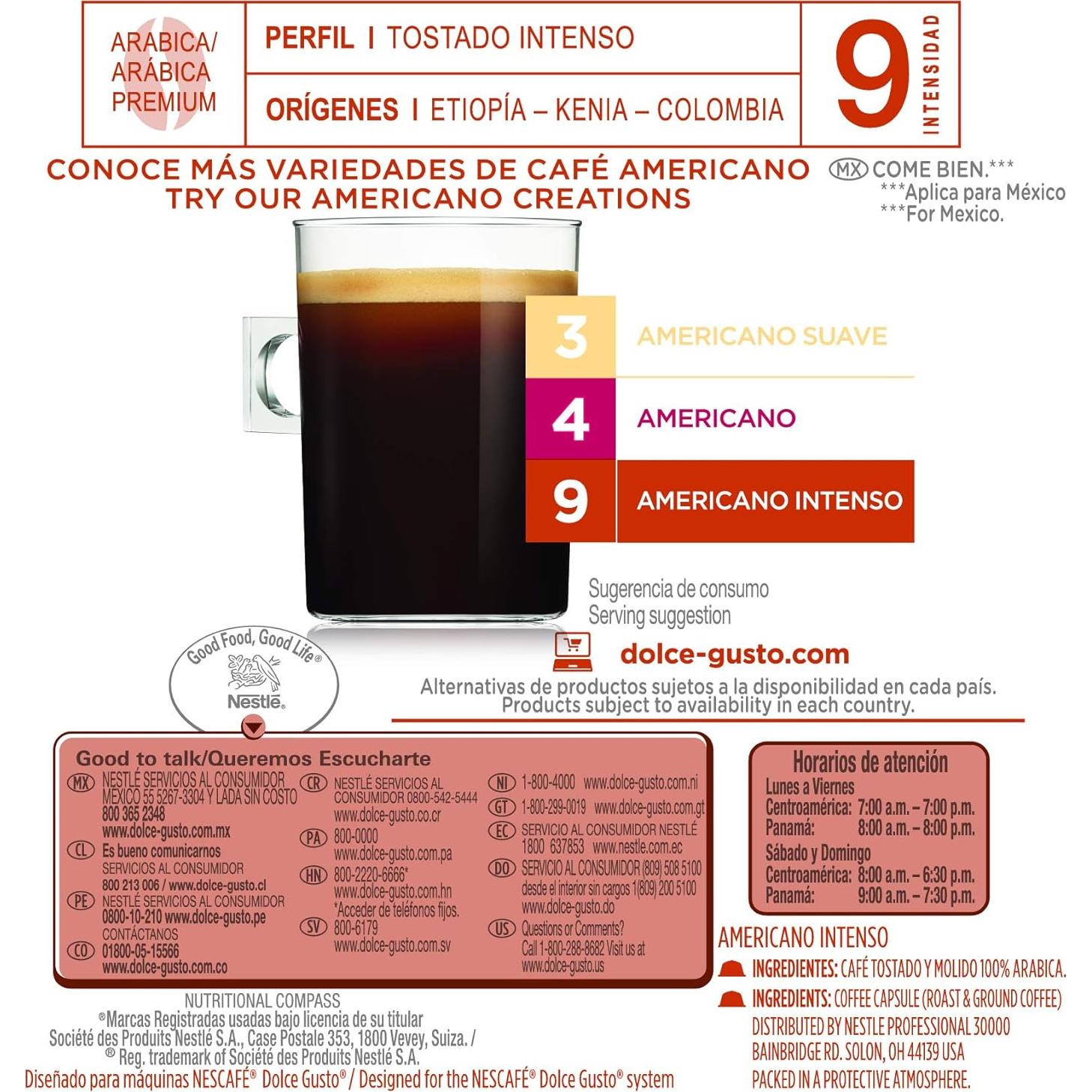 Cápsulas de Café Nescafé Dolce Gusto Americano Intenso 48 Unidades