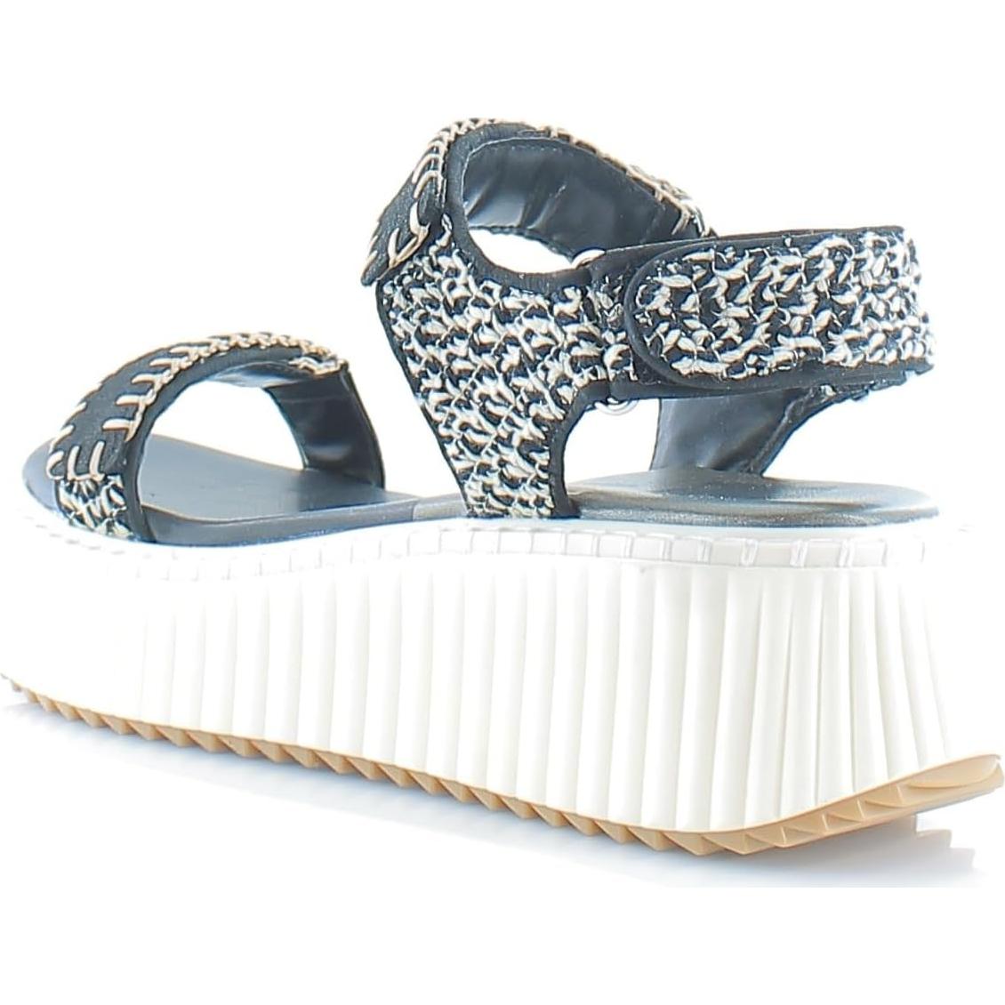 Sandalia de Velcro Dolce Vita Debra Mujeres Nubuck Negro/Blanco