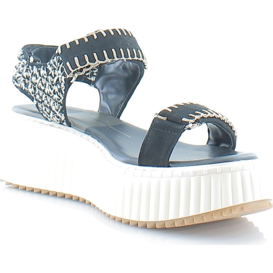 Sandalia de Velcro Dolce Vita Debra Mujeres Nubuck Negro/Blanco