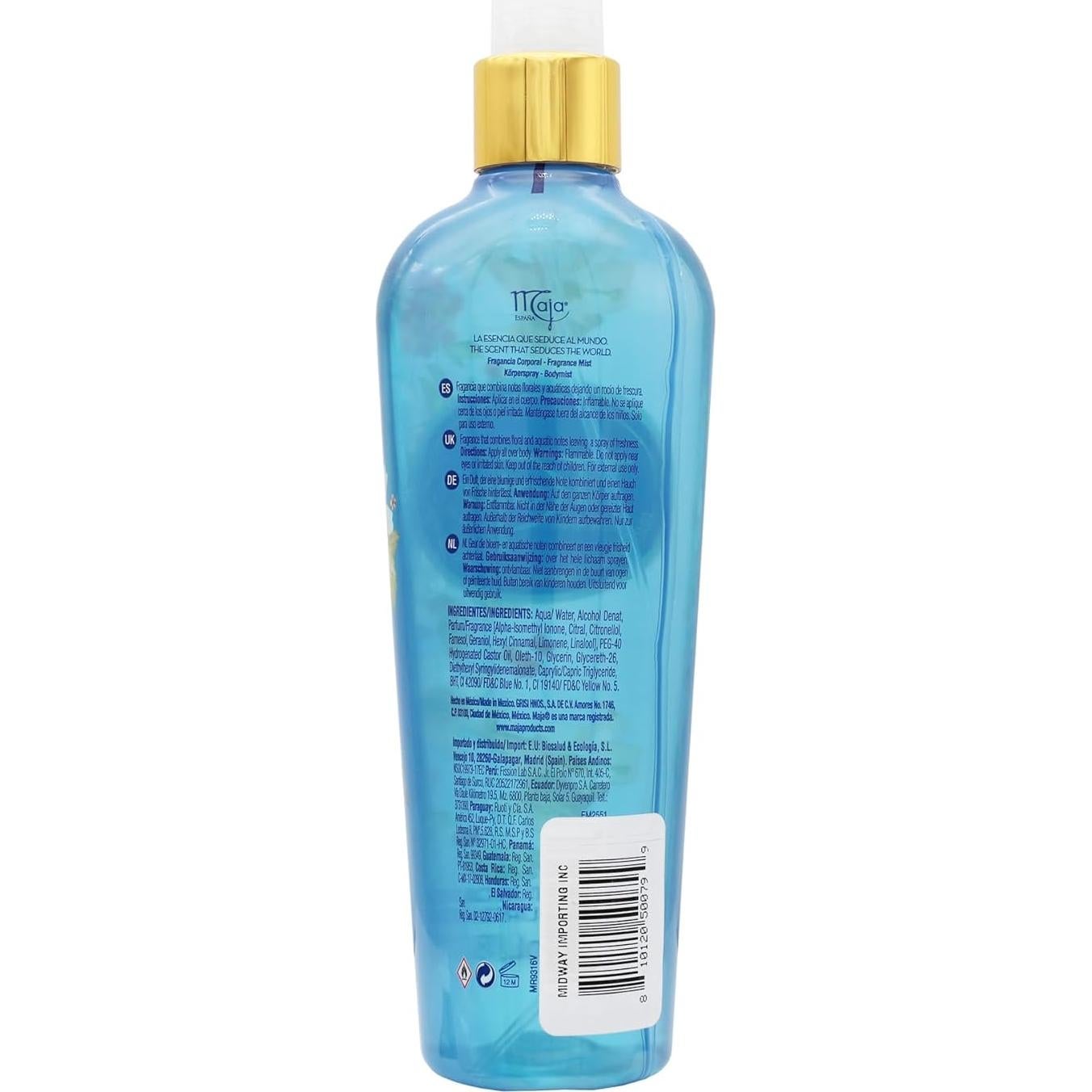 Maja Body Splash Agua Turquesa 240mL - Fragancia Fresca