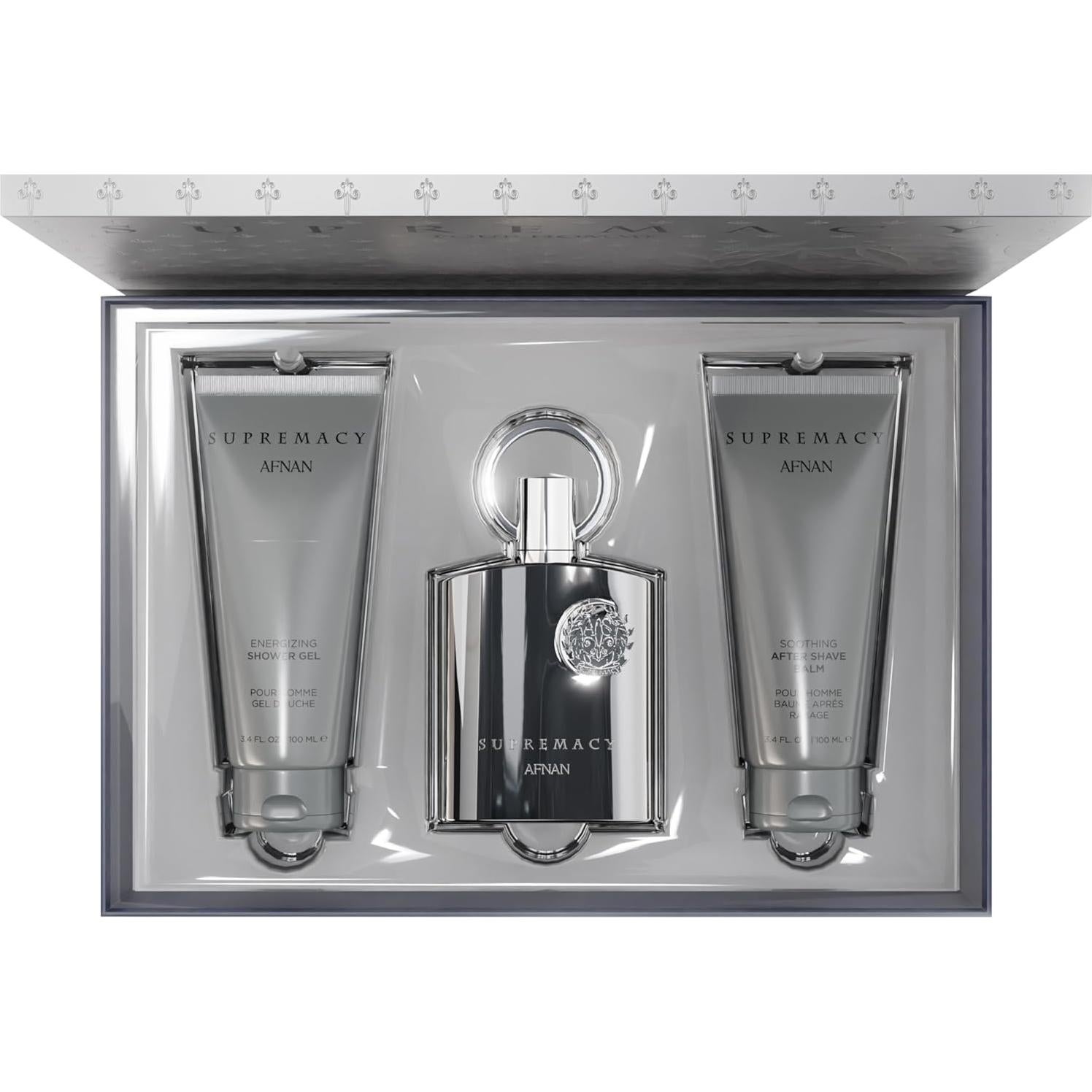 Conjunto de Regalo Afnan Supremacy Silver 300 ML - Perfume, Gel y After Shave