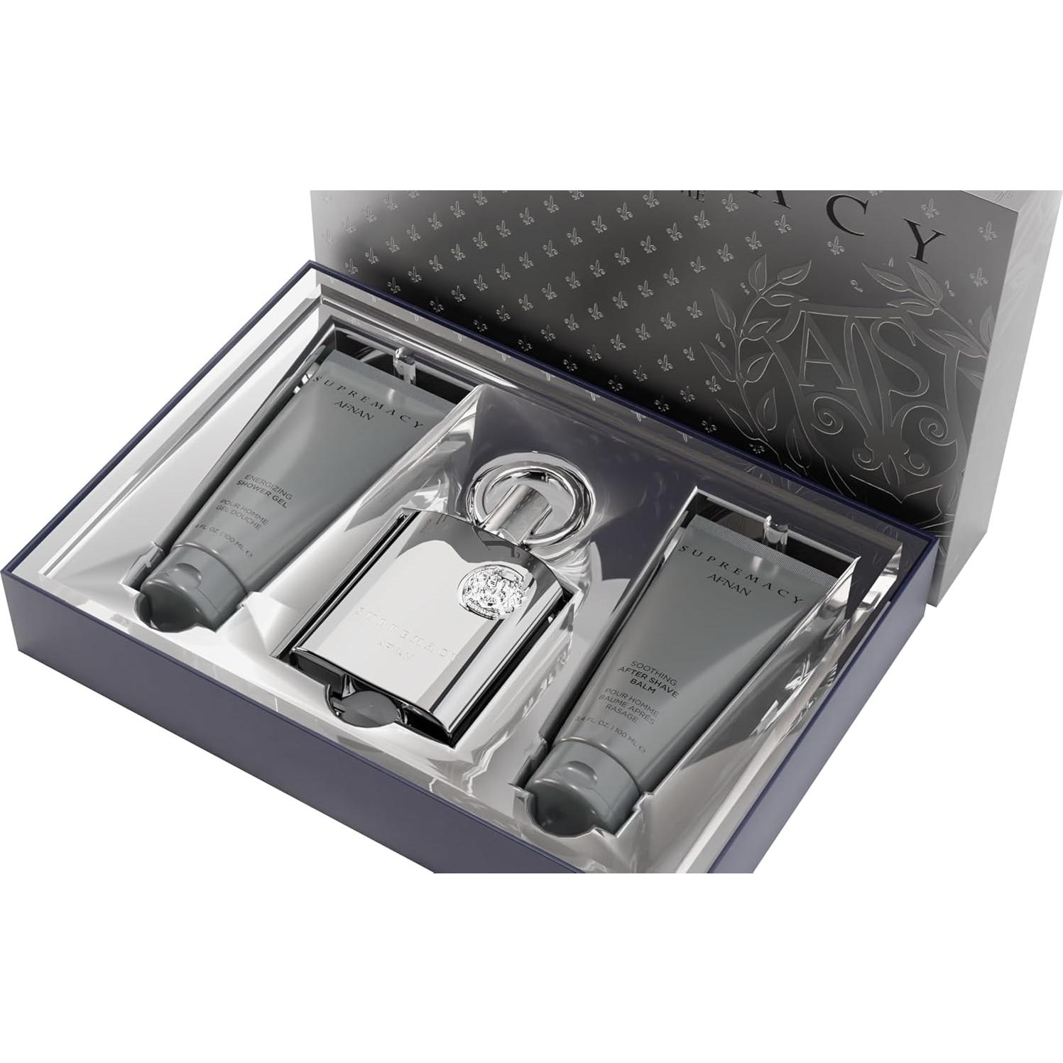 Conjunto de Regalo Afnan Supremacy Silver 300 ML - Perfume, Gel y After Shave