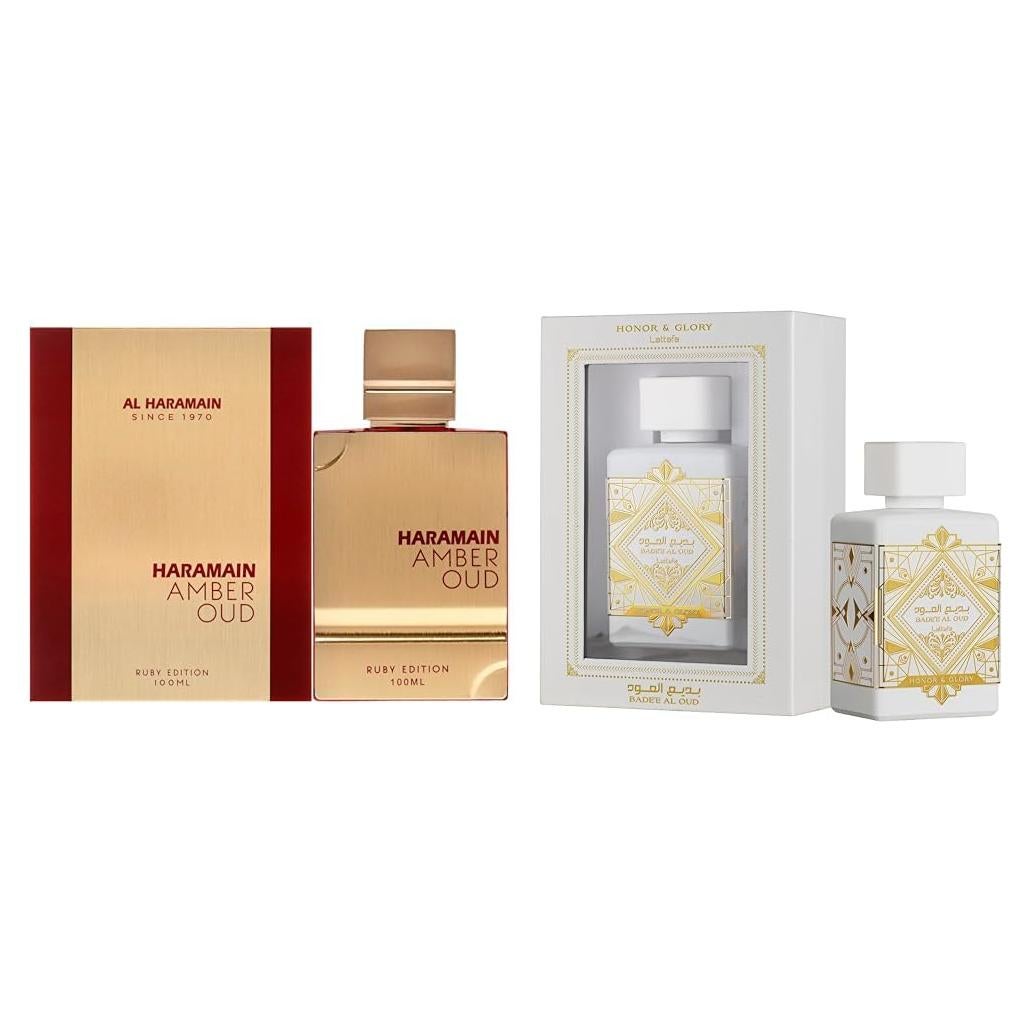 Al Haramain Ámbar Oud Rubí y Lattafa Bade'e Al Oud 100ml