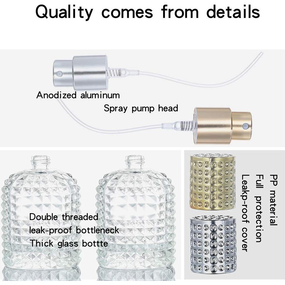 Paquete de 2 botellas de spray de vidrio 50ml y 30ml