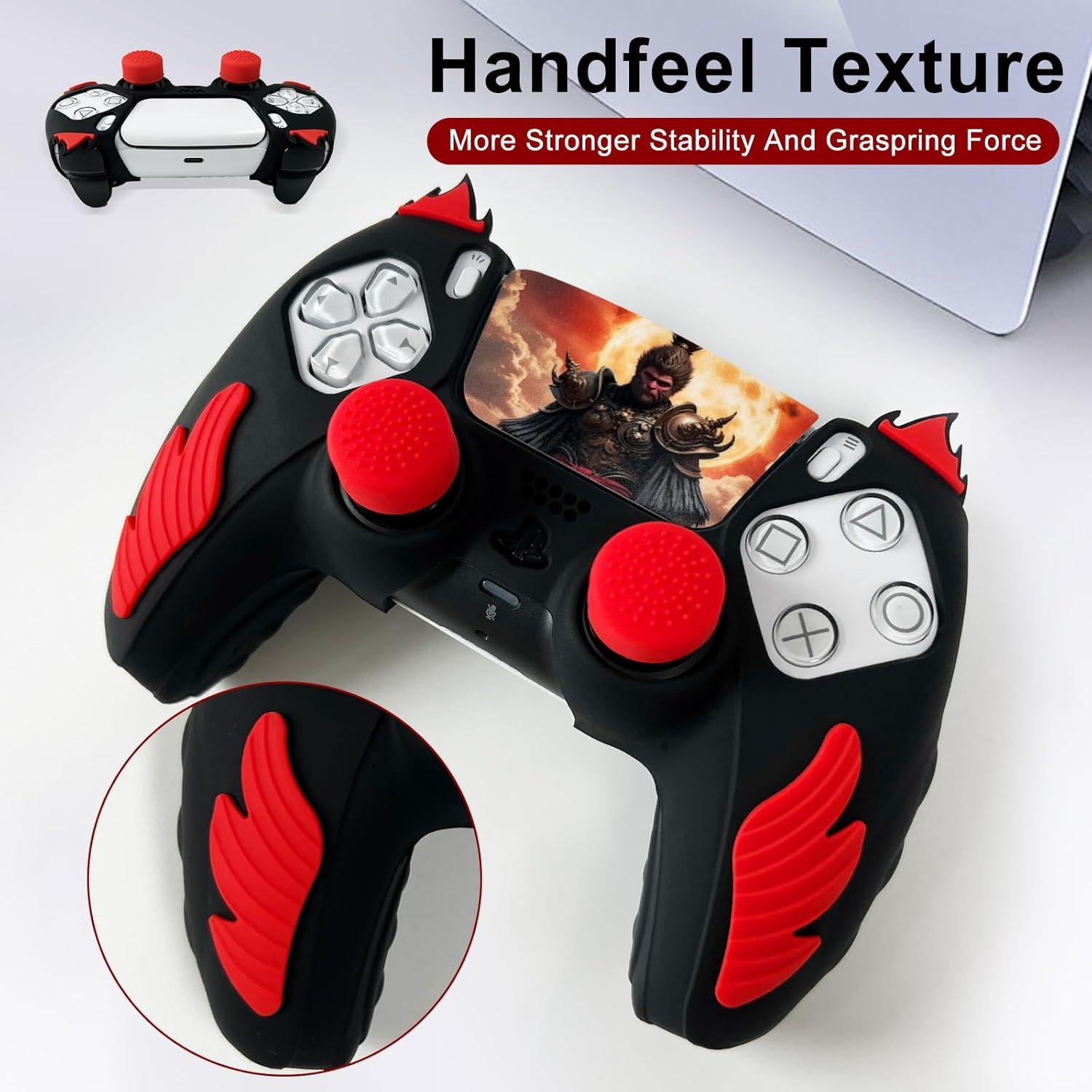 Funda Silicona Antideslizante PS5 HLRAO 2 Piezas Negro/Rojo