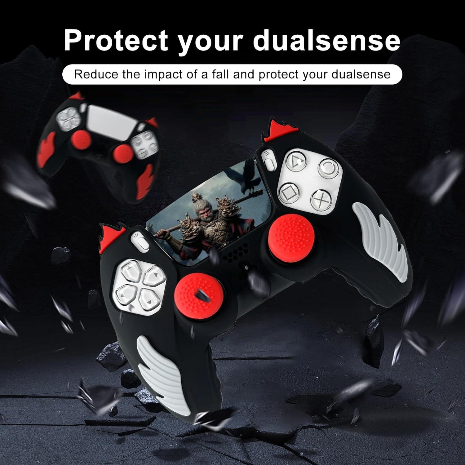 Funda Silicona Antideslizante PS5 HLRAO 2 Piezas Negro/Rojo
