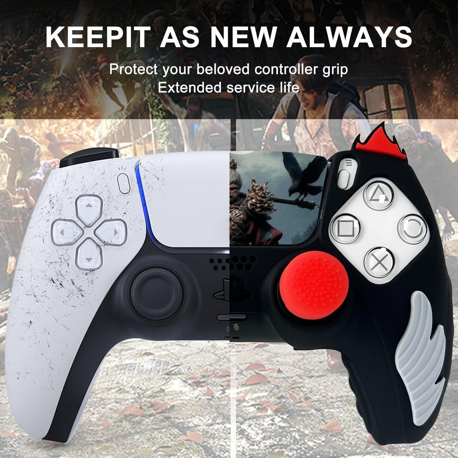 Funda Silicona Antideslizante PS5 HLRAO 2 Piezas Negro/Rojo