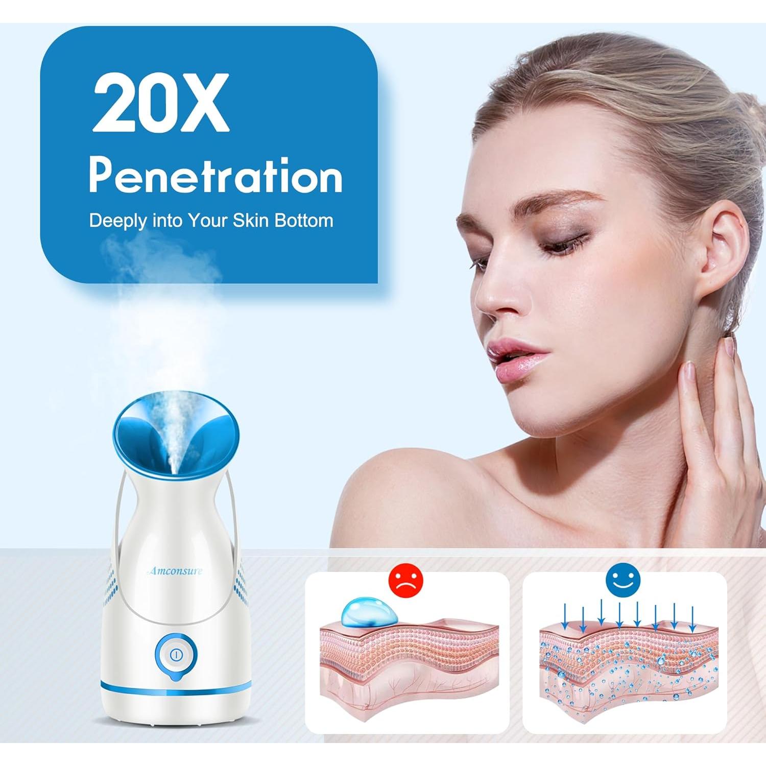 Vaporizador Facial Amconsure 6028 Iones Nano 100ml Azul