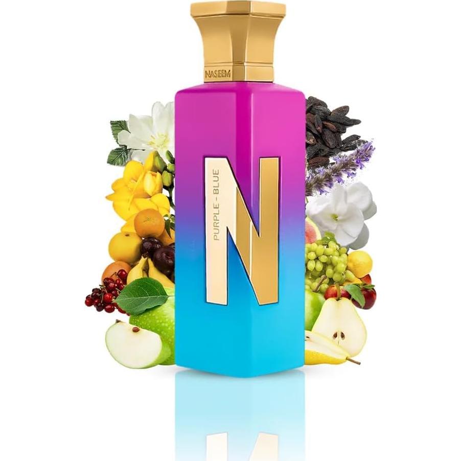 Perfume Naseem Aqua Azul Púrpura 75ml - No Alcohólico, Hipoalergénico
