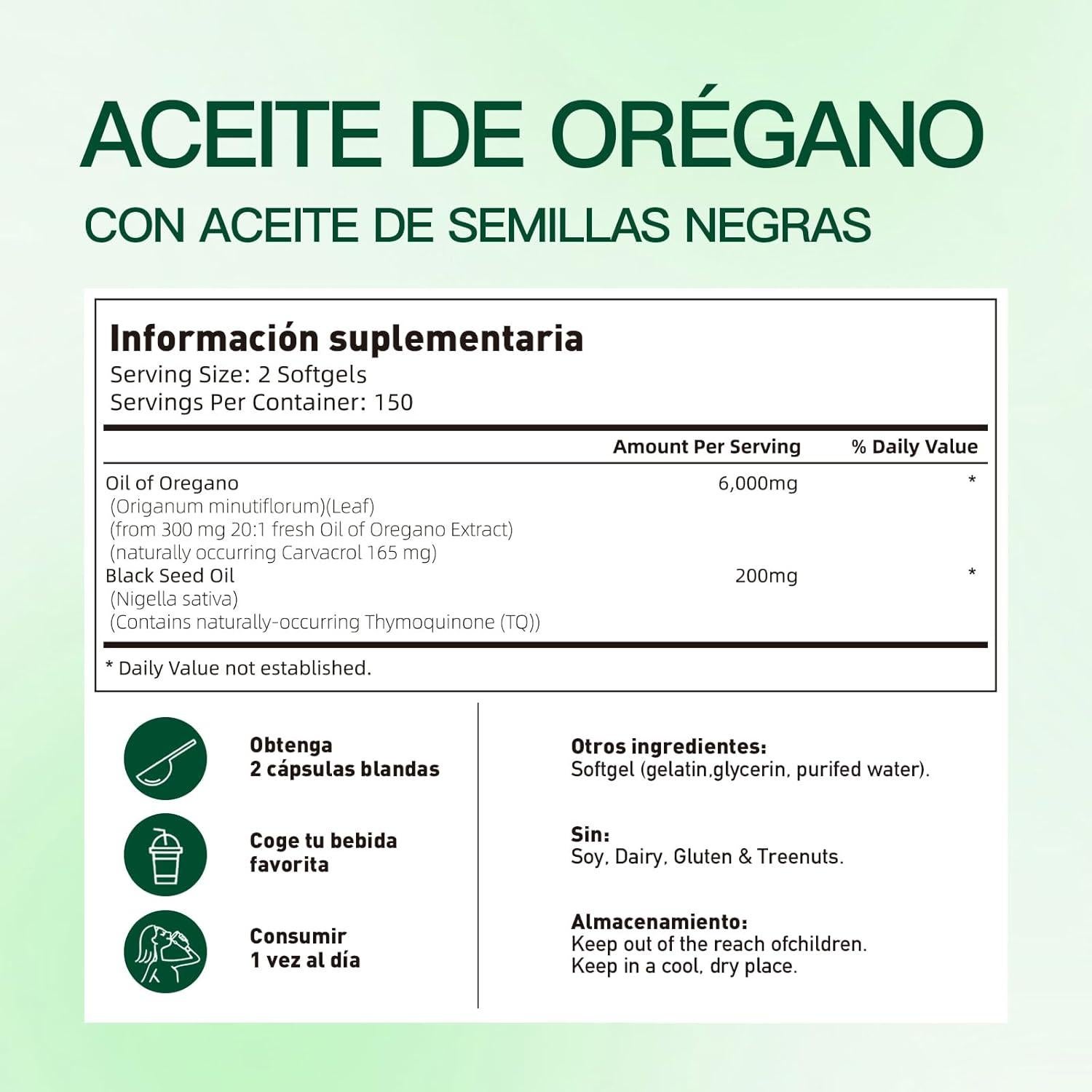 Cápsulas de Aceite de Orégano Orgánico VivoNu 300 Piezas