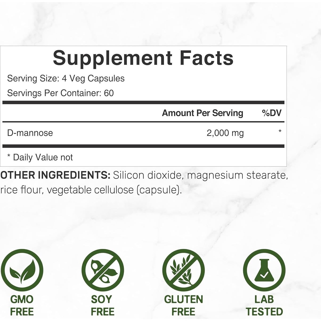 Suplemento D-Mannosa 500mg Deal - 240 Cápsulas Veganas