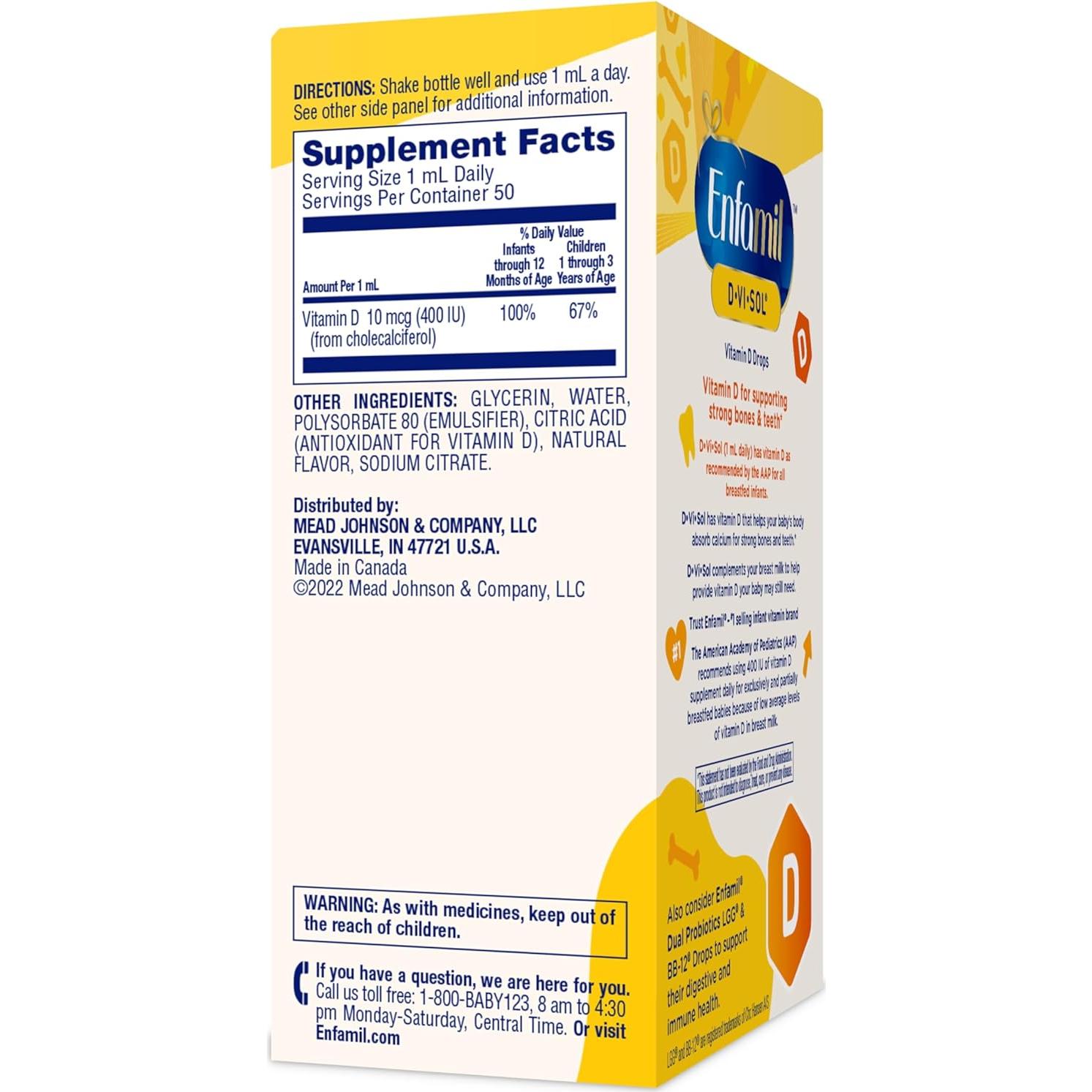 Gotas Líquidas de Vitamina D Enfamil D-Vi-Sol 50ml Bebés