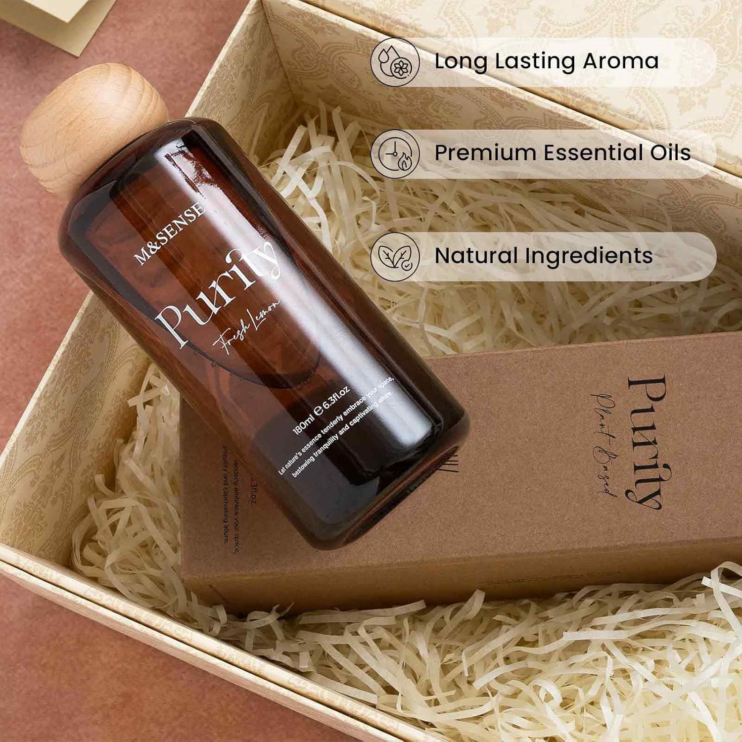 Difusor de Varillas M&SENSE Oud Wood 180ml Aroma Natural