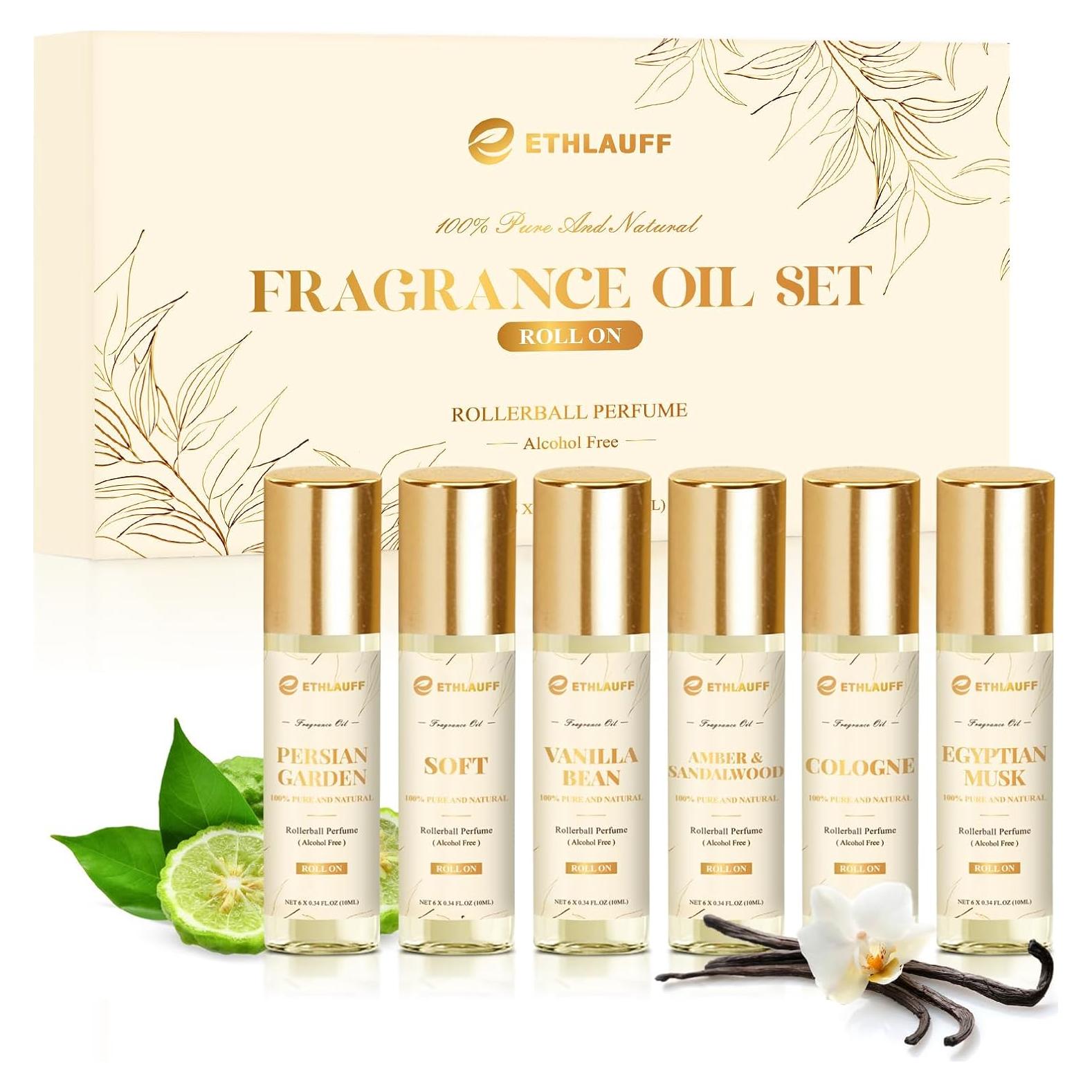 Set de Aceites de Perfume de Lujo Ethlauff 10ml - Vainilla, Ámbar, Sándalo