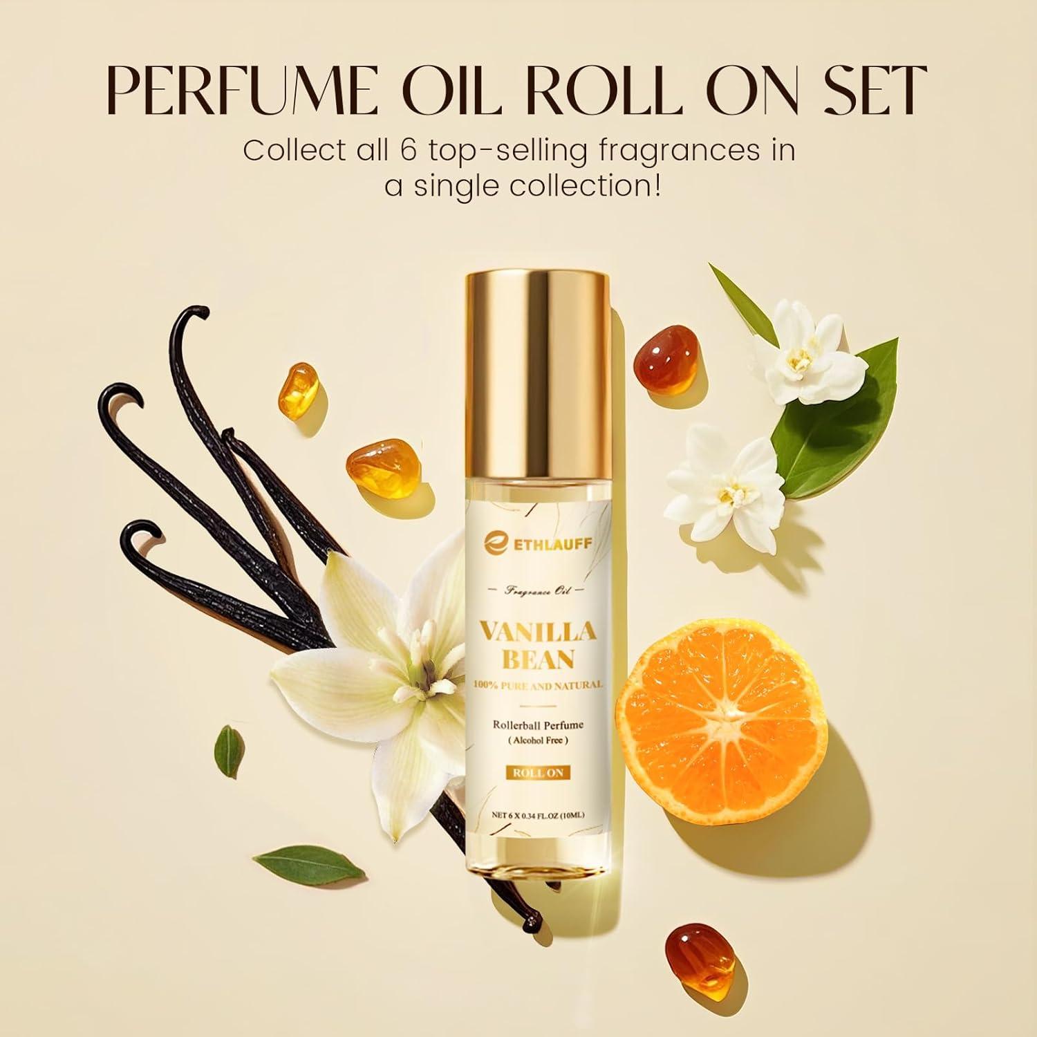 Set de Aceites de Perfume de Lujo Ethlauff 10ml - Vainilla, Ámbar, Sándalo