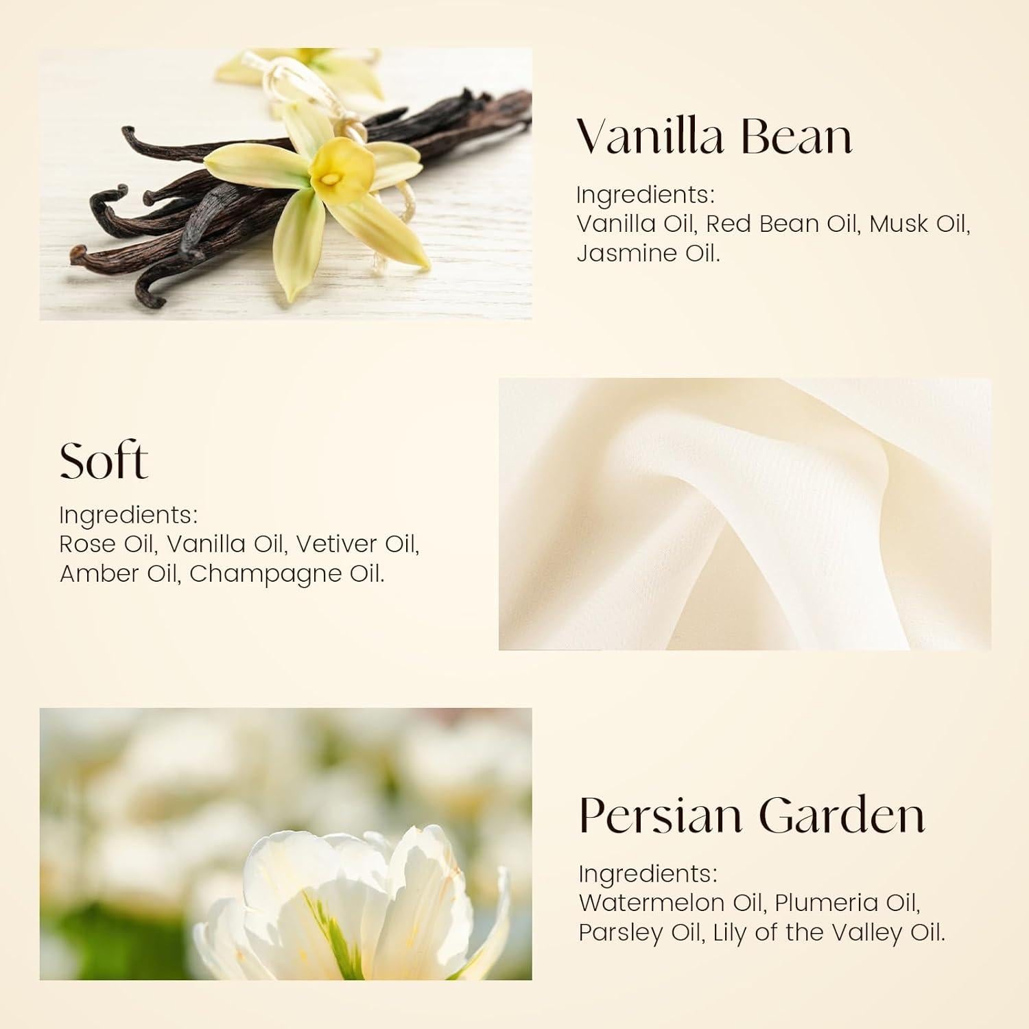 Set de Aceites de Perfume de Lujo Ethlauff 10ml - Vainilla, Ámbar, Sándalo