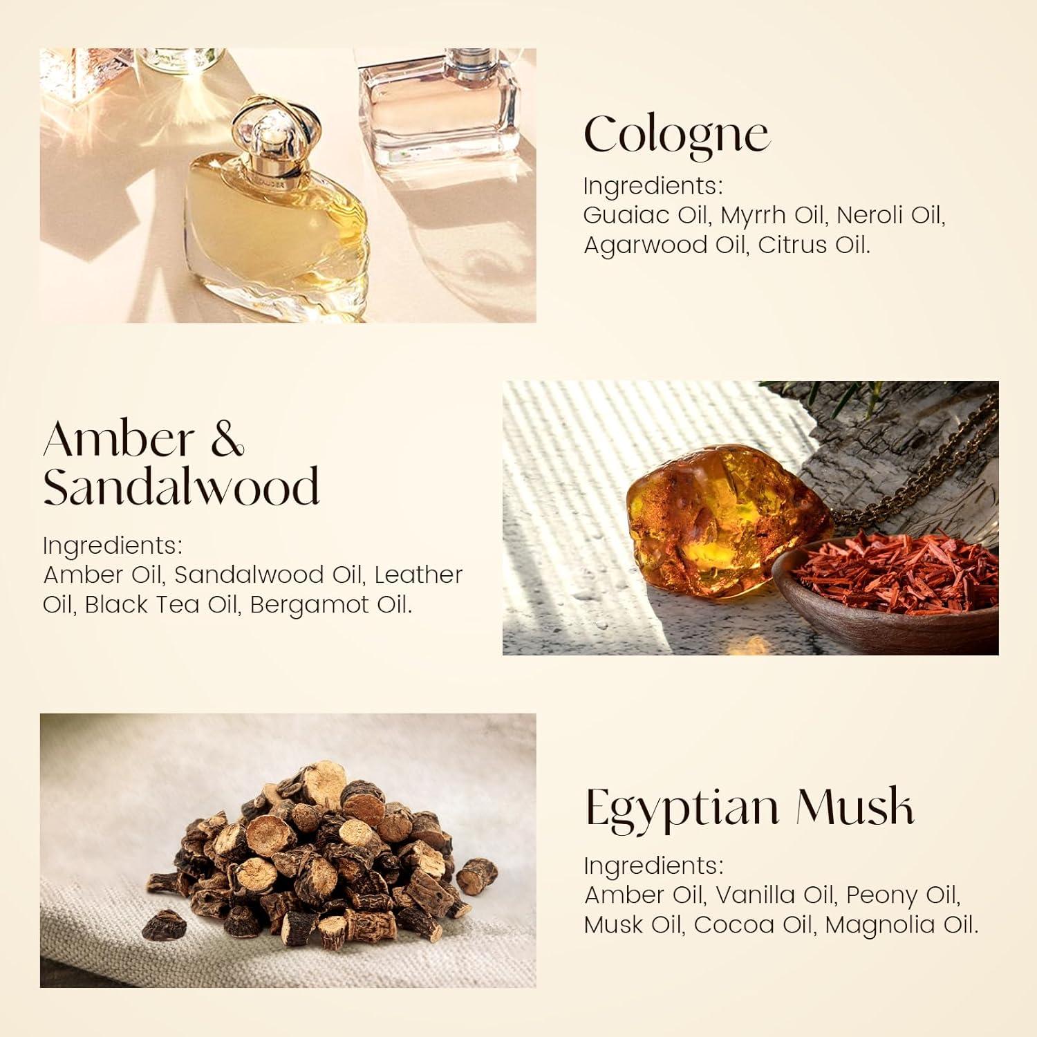 Set de Aceites de Perfume de Lujo Ethlauff 10ml - Vainilla, Ámbar, Sándalo