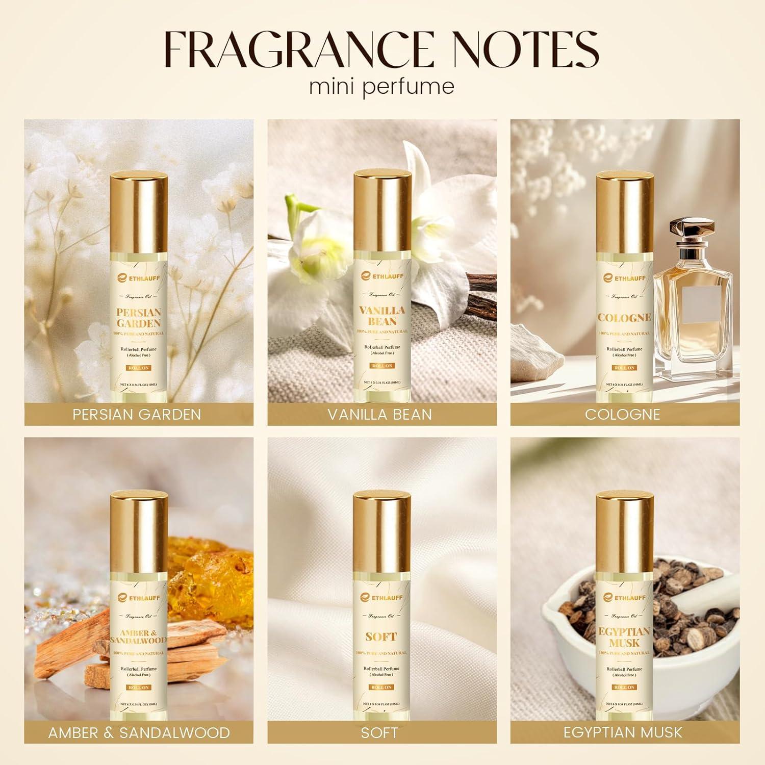 Set de Aceites de Perfume de Lujo Ethlauff 10ml - Vainilla, Ámbar, Sándalo