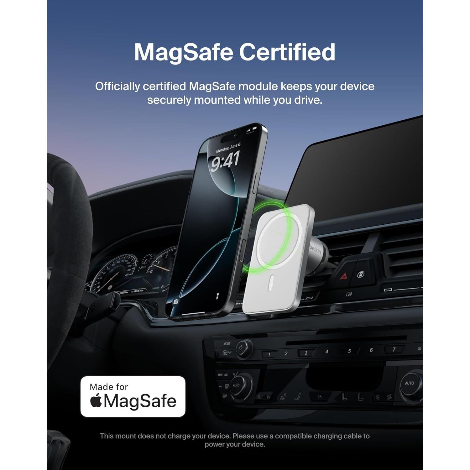 Soporte de Ventilación MagSafe Pro Belkin para iPhone - Gris