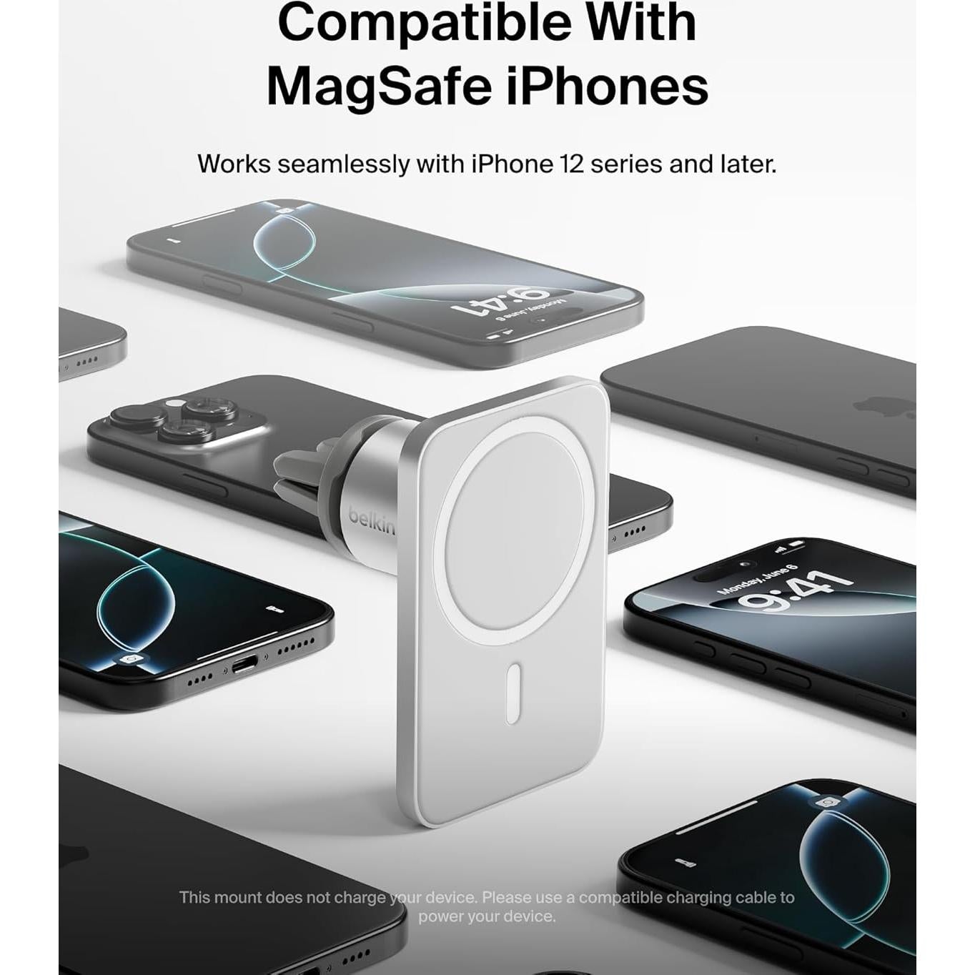 Soporte de Ventilación MagSafe Pro Belkin para iPhone - Gris